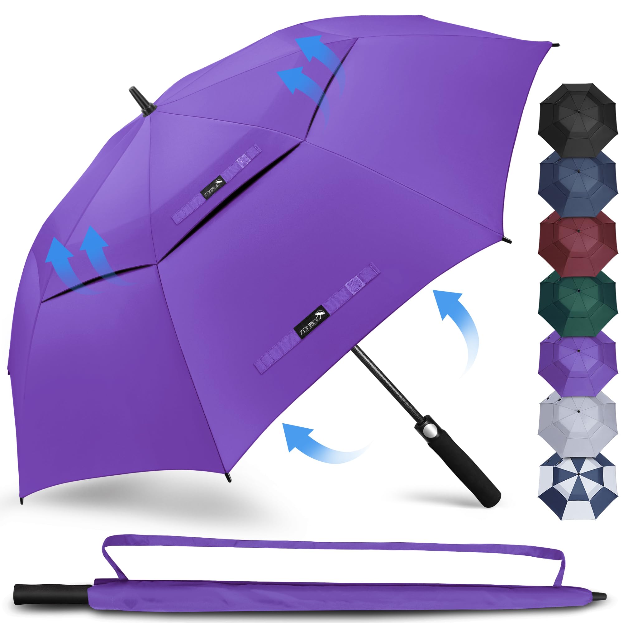 Umbrella Windproof Strong XXL/XL/L/M - Golf Umbrella 51/54/62/68 Inch Double Canopy - Extra Large Golf Umbrella Windproof Strong for Men and Women