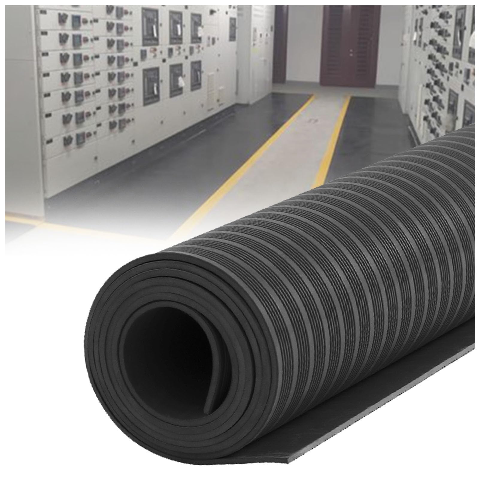 Tappetino isolante di sicurezza dielettrico, non conduttivo, per aree di lavoro private e commerciali (nero, 0,9 m x 5 mm)