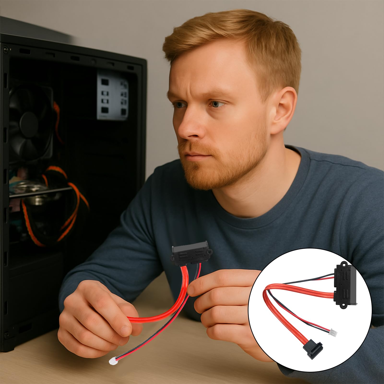 Cavo SATA 3.0, 6 Gbit/s, 7 Pin Dati e 22 Pin Alimentazione, Adattatore Molex 4 Pin, 30cm/60cm,per HDD/SSD - Dischi rigidi SATA - Dischi rigidi esterni -NAS,Alimentazione hardware