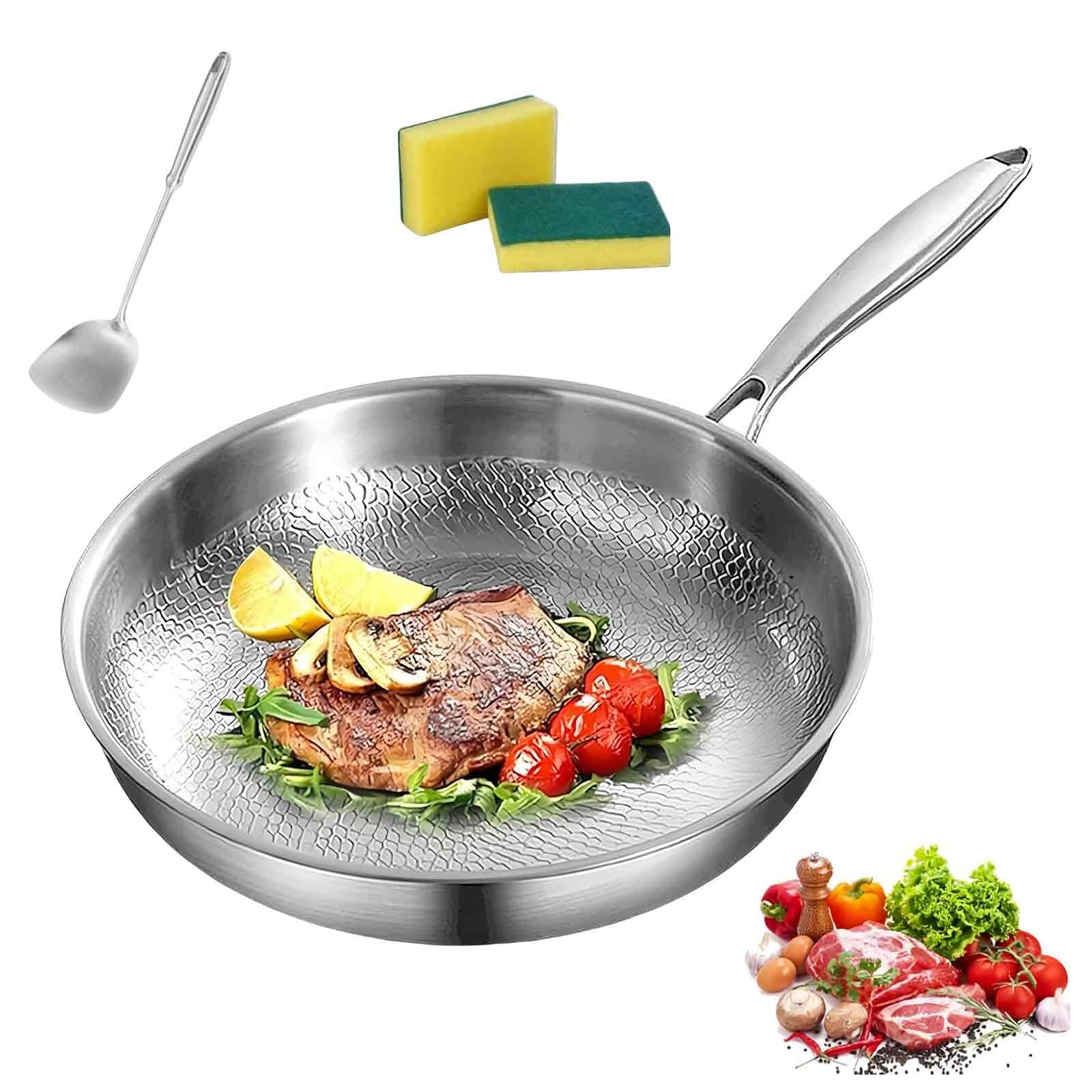 Plateful Titanium Pan with Lid, 100% Pure Titanium Pan for Cooking, Non-Stick titanium Hammered Pans Pro, Ultra-Durable & Scratch-Resistant, Perfect For Kitchen Cooking (NO Cover,10.23in/26cm)