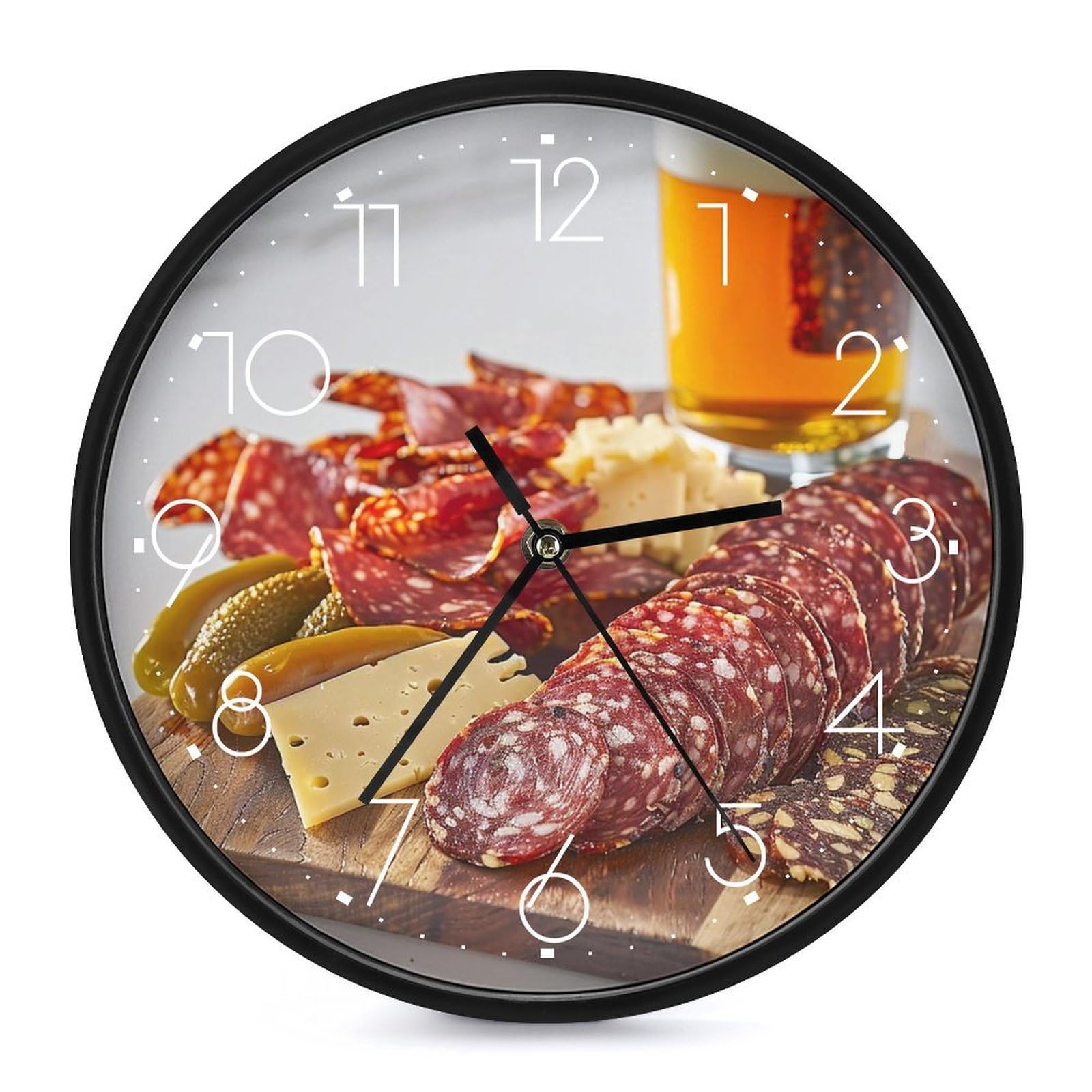 XOPEKVLAWM Wall Clock 10 Inch Non-Ticking Silent Modern Simple Style Round Decor Clocks Sausage And Peppers Clock Decorative Battery Operated Wall Clocks for Home Office Living Room Bedroom Kitchen