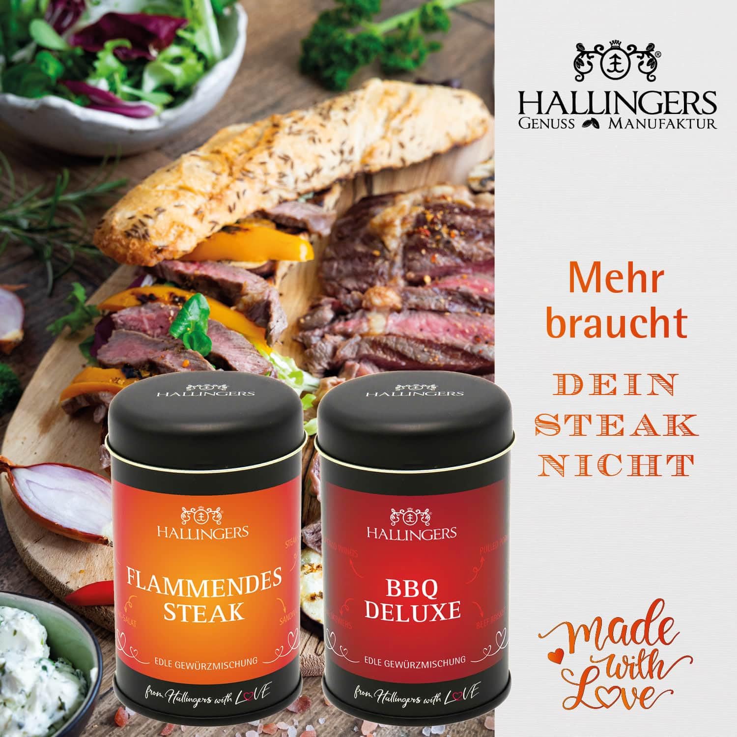 Hallingers Genuss Manufaktur Feinkost Geschenk-Set - XXL-Geschenkkorb "Grilllust" großes Grillparty-Mitbringsel Gewürz, Rub, Biergelée, Eistee, Kerze & mehr, Geschenkidee für Frauen Männer