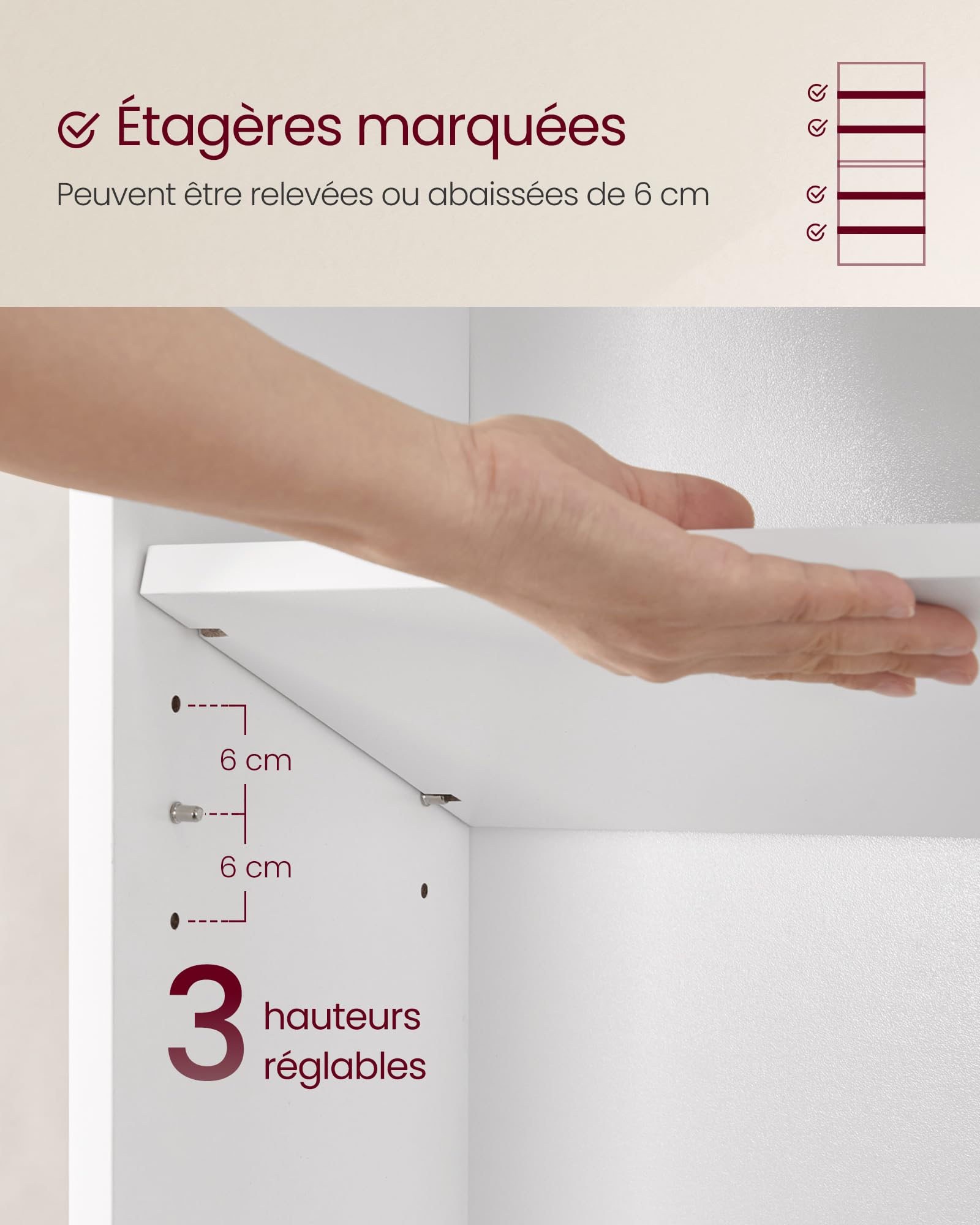 VASAGLE Custos Collection - Bibliothèque, Étagère sur 3 Niveaux, Meuble de Rangement Ouvert, Étagère, pour Salon, Bureau, Salle à Manger, Blanc Nuage LBC167T14