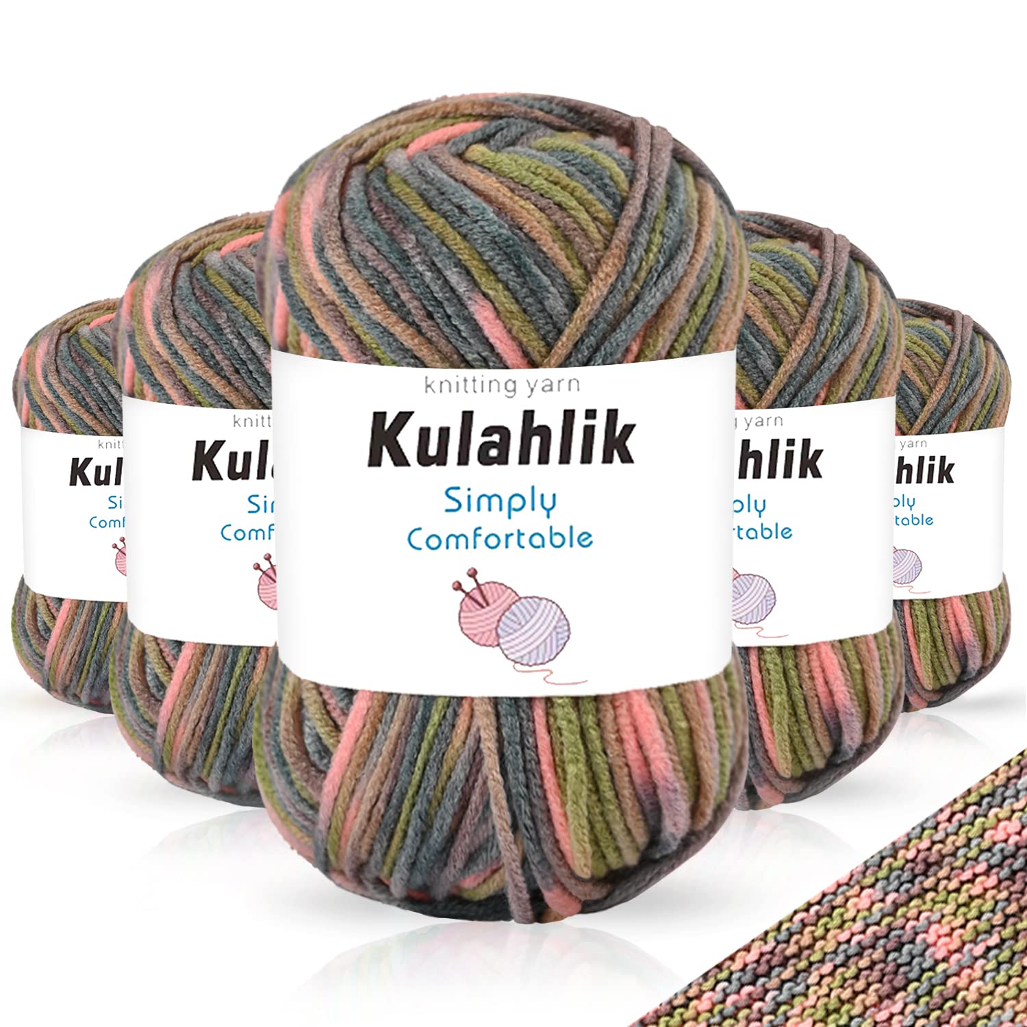 250g(5x50g) Acrylic Yarn for Crochet/Knitting, Colorful Gradient Yarn Thread, 5 Rolls Skeins, Perfect for Any Knitting Crochet and Crafts Mini Project — view 118