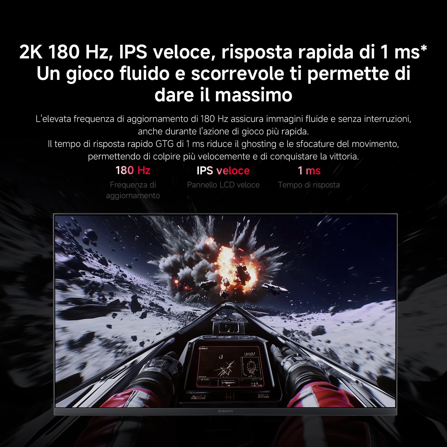 XIAOMI G Pro 27Qi 2026 Monitor Gaming 2K Mini-LED 27", 180Hz, 1msGTG,FreeSync, 1152Zone, 2000nits, HDR1000, FastIPS, 100% sRGB,95% DCI-P3, AdobeRGB97%(2560x1440/HDMI2.0/DP1.4)