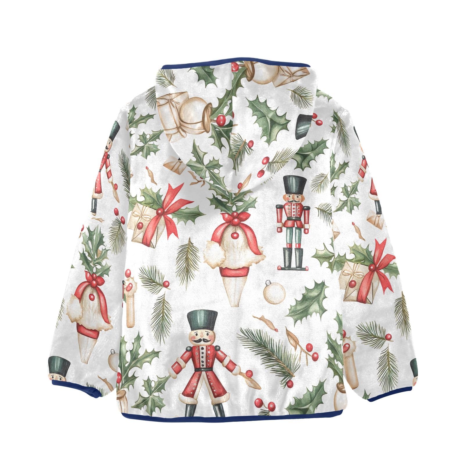 CHIFIGNO Boys Zip up Hoodie Cute Winter Jacket Printed Fleece Jacket with Pockets for Toddler and Kids, Cute Christmas Nutcracker, 5T