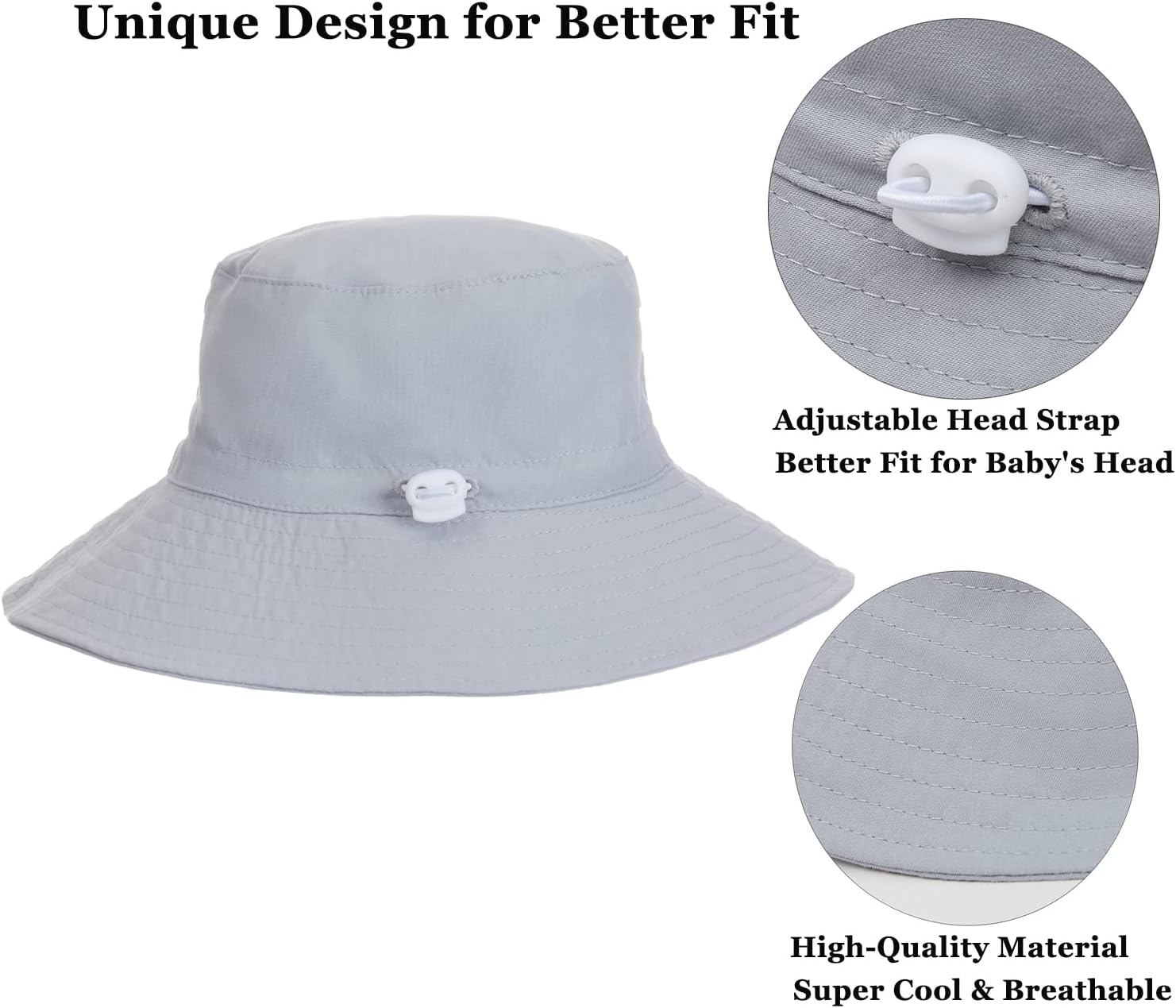 Baby Sun Hat Toddler Summer UPF 50+ Sun Protective Bucket Hat Wide Brim Beach Hats for Baby Boys Girls 0-6 Years - Image 5