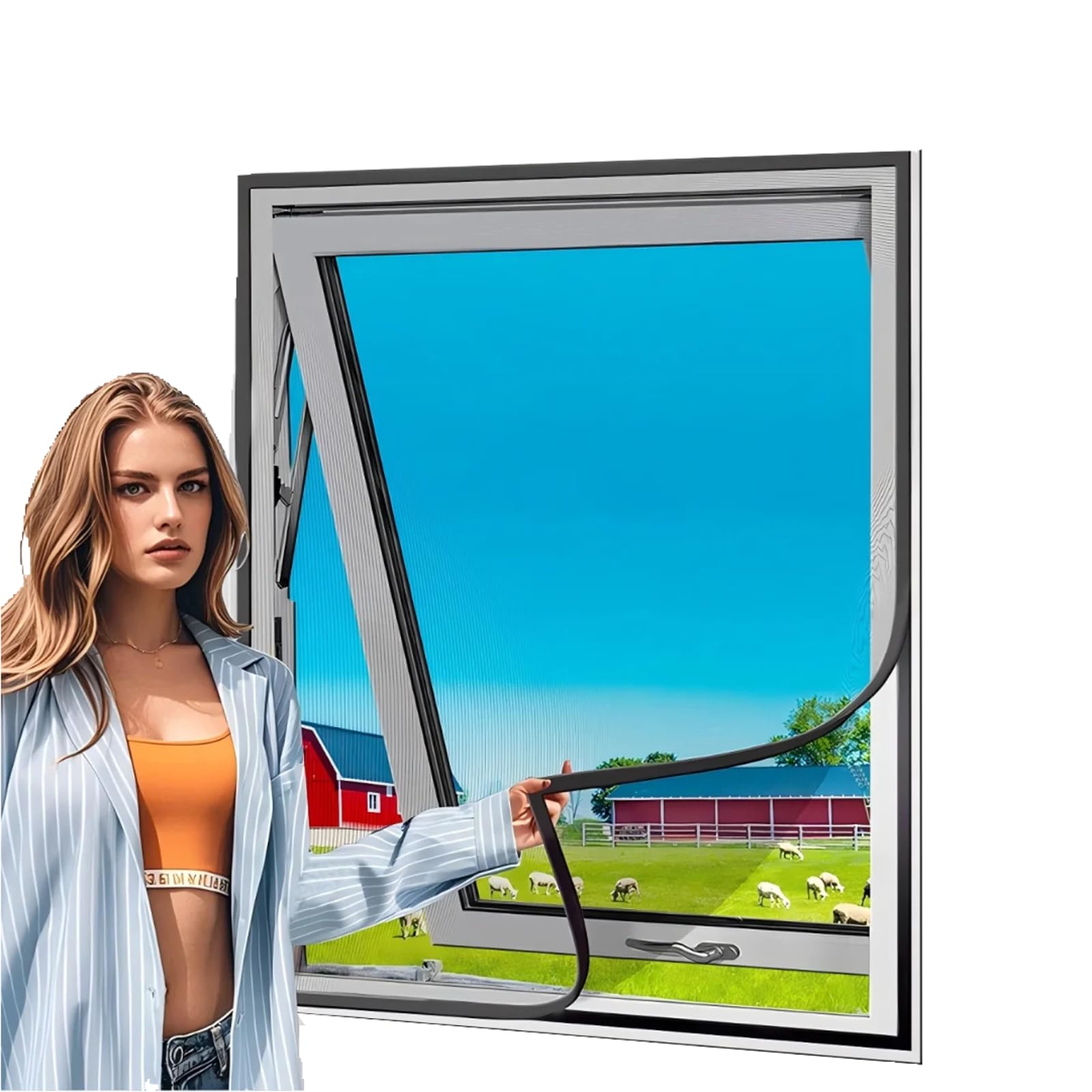 Fly Insect Screen Window,80x130cm Heavy Duty Mesh Curtain Keeps Fresh Air in and Mosquitoes for Window Curtains Keep Bugs Out Lets Fresh Air in