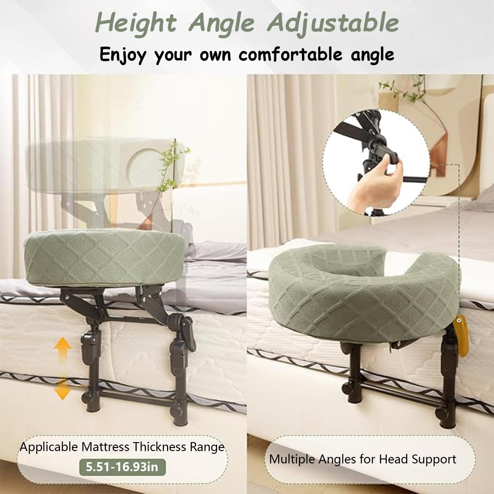 Poggiatesta Massaggiante Per Letto,Kit Materasso La Casa,Supporto Il Viso Pieghevole E Regolabile In Memory Foam,Per Spa Domestica,Trattamenti Viso,Recupero Dopo Chirurgia Oculare Rilassamento(Green)
