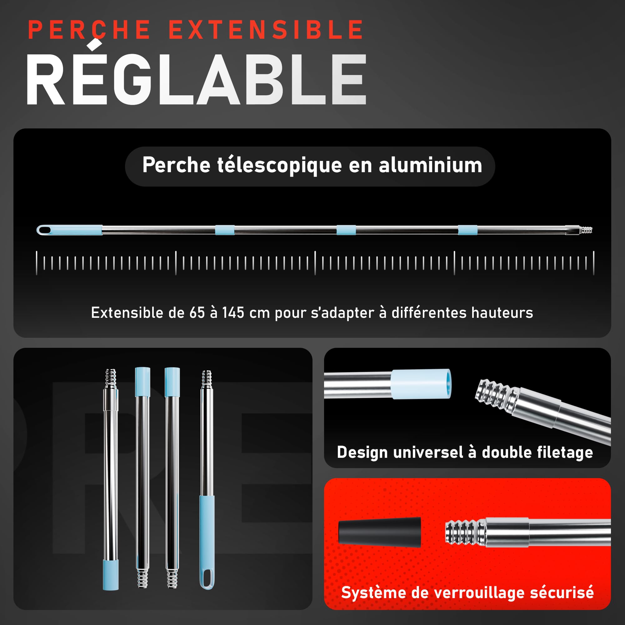 Kit Outils de Ciment Autonivelant | Comprend Rouleau Debulleur Ragreage 50cm, Râteau Autonivelant, Chaussure a Pointe Ragreage, Perche Télescopique, Rouleaux, Spatule et Gants