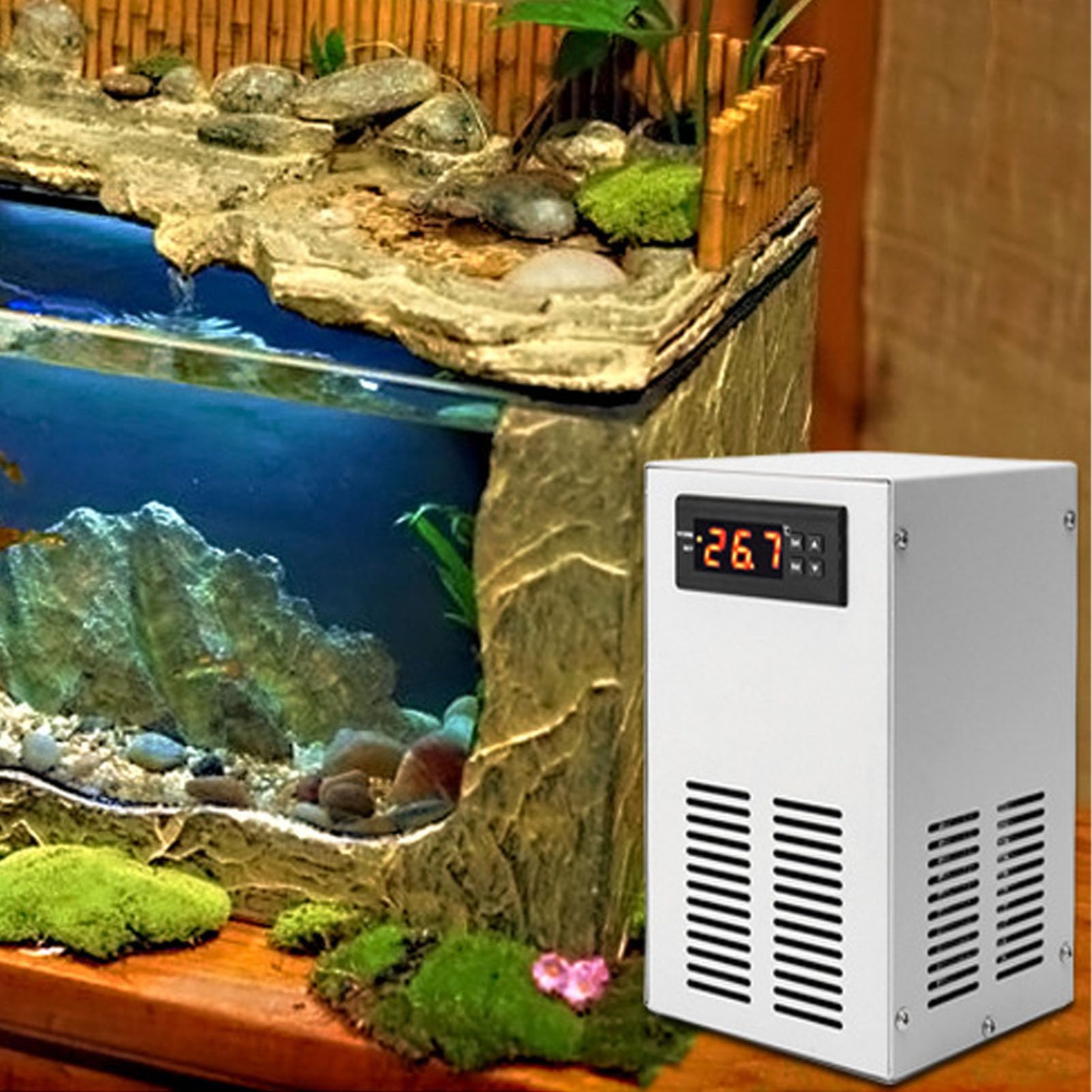 HEEPDD Enfriador de Acuario, Enfriadores de 70 a 72 W, de Enfriamiento Ultra Silencioso de Ahorro de Energía con Termostato para Pecera, Enfriador de Acuario de 20 L, de Pecera, Energía del Agua