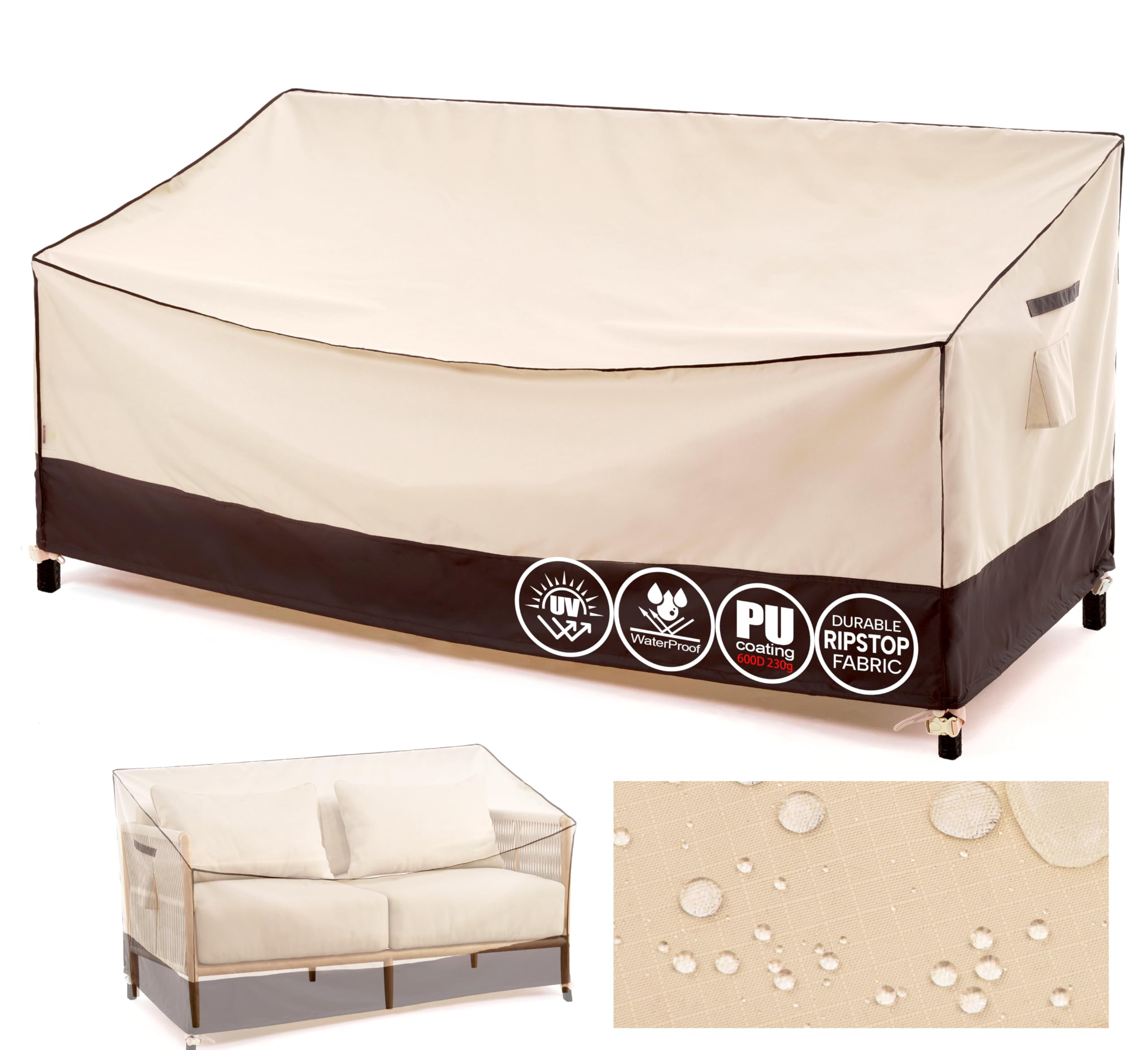 F&J Outdoors Garden Bench Covers Waterproof 2-3 Seat Sofa Protective Cover for Garden Furniture Weather resistant Against Rain and Snow With Strong Durability for Winter Storage 234x107x66/107cm โ image 1