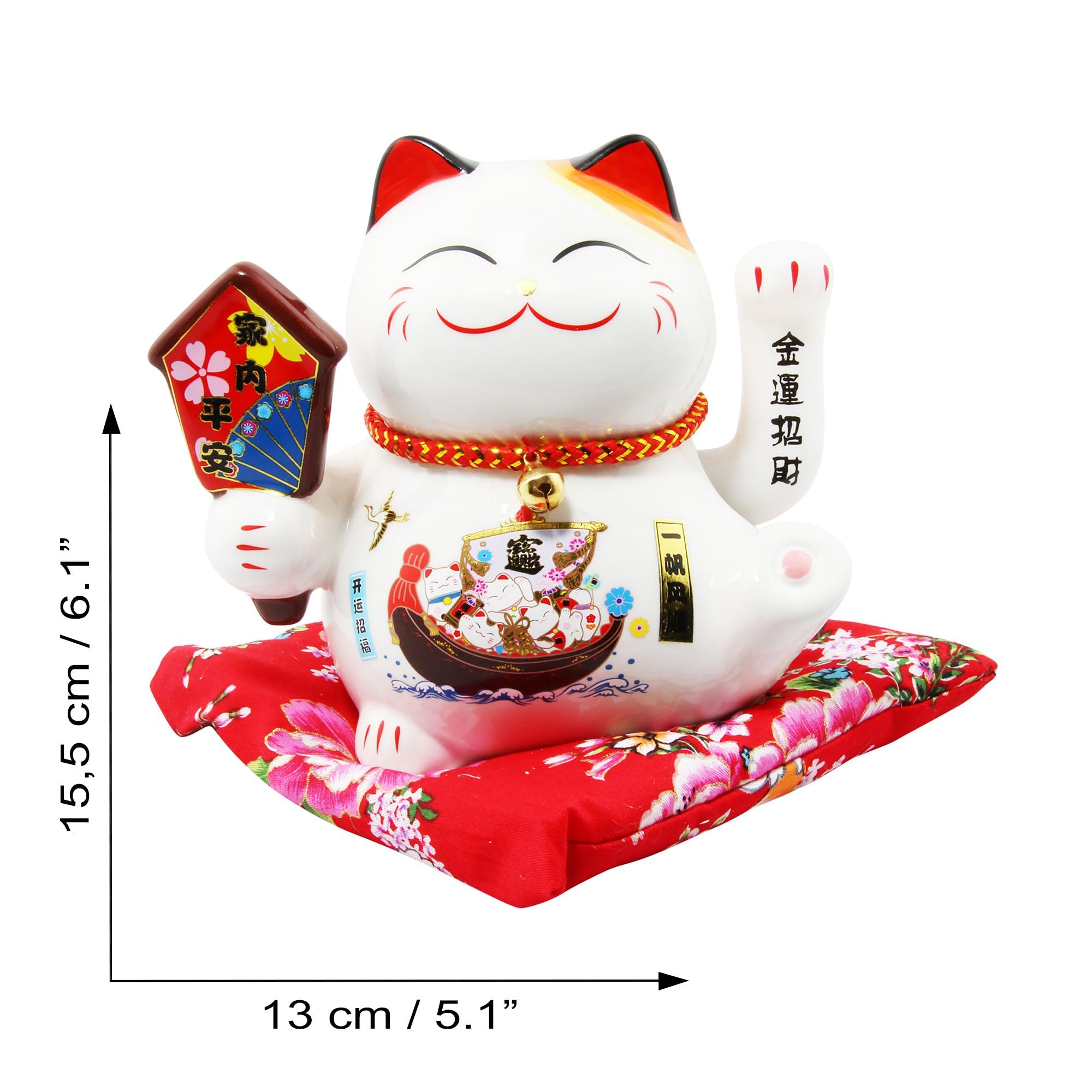 Freak Scene Glückskatze - Maneki-Neko - Winkekatze aus Porzellan 15,5 cm weiß - Maneki Neko 02