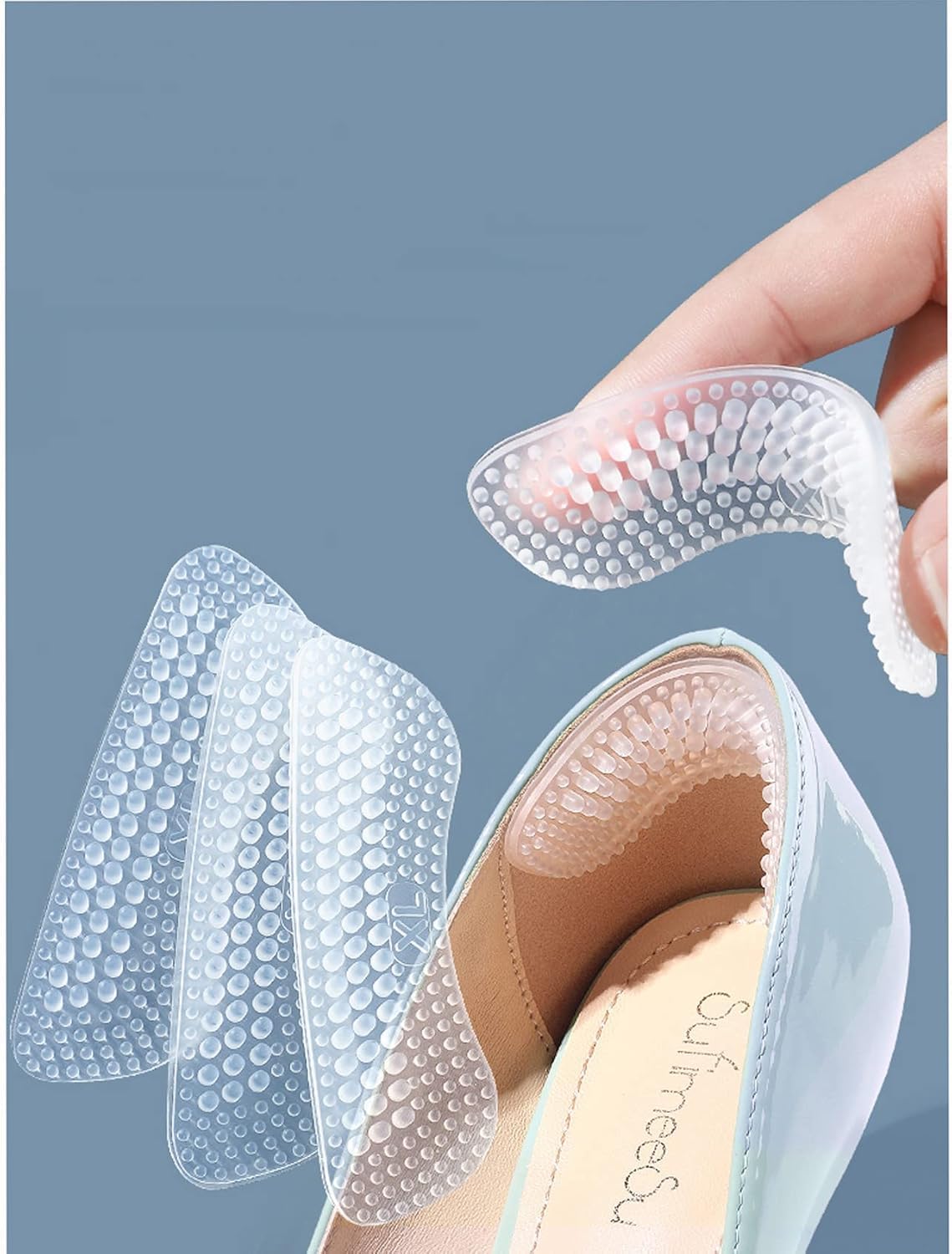 KRYLAR 1Pair Silicone Heels Grips Stickers for Men and Women|Protector Pad,Self-Adhesive,Heel Pads for High Heels,Soft and Comfortable,Universal Fit,Sticky,Anti Slip Gel Pads with Bump Design-image-29