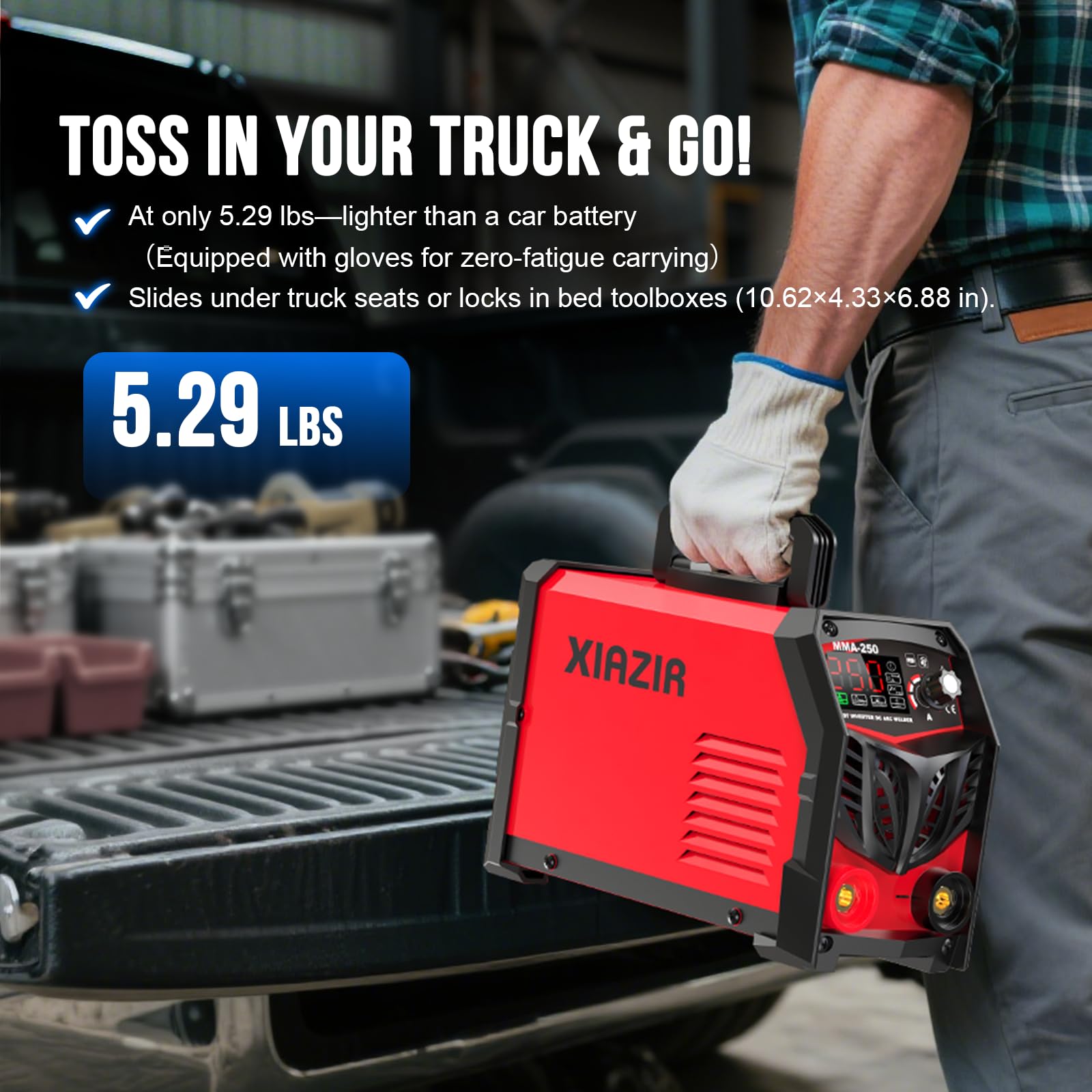 250A Elektroden schweißgerät 220V ARC Stick Welder mit LED-Display, tragbarer IGBT Inverter mit Hot Start, Arc Force & Anti-Stick, Komplettset für Heimwerker, Werkstatt & Landwirtschaft