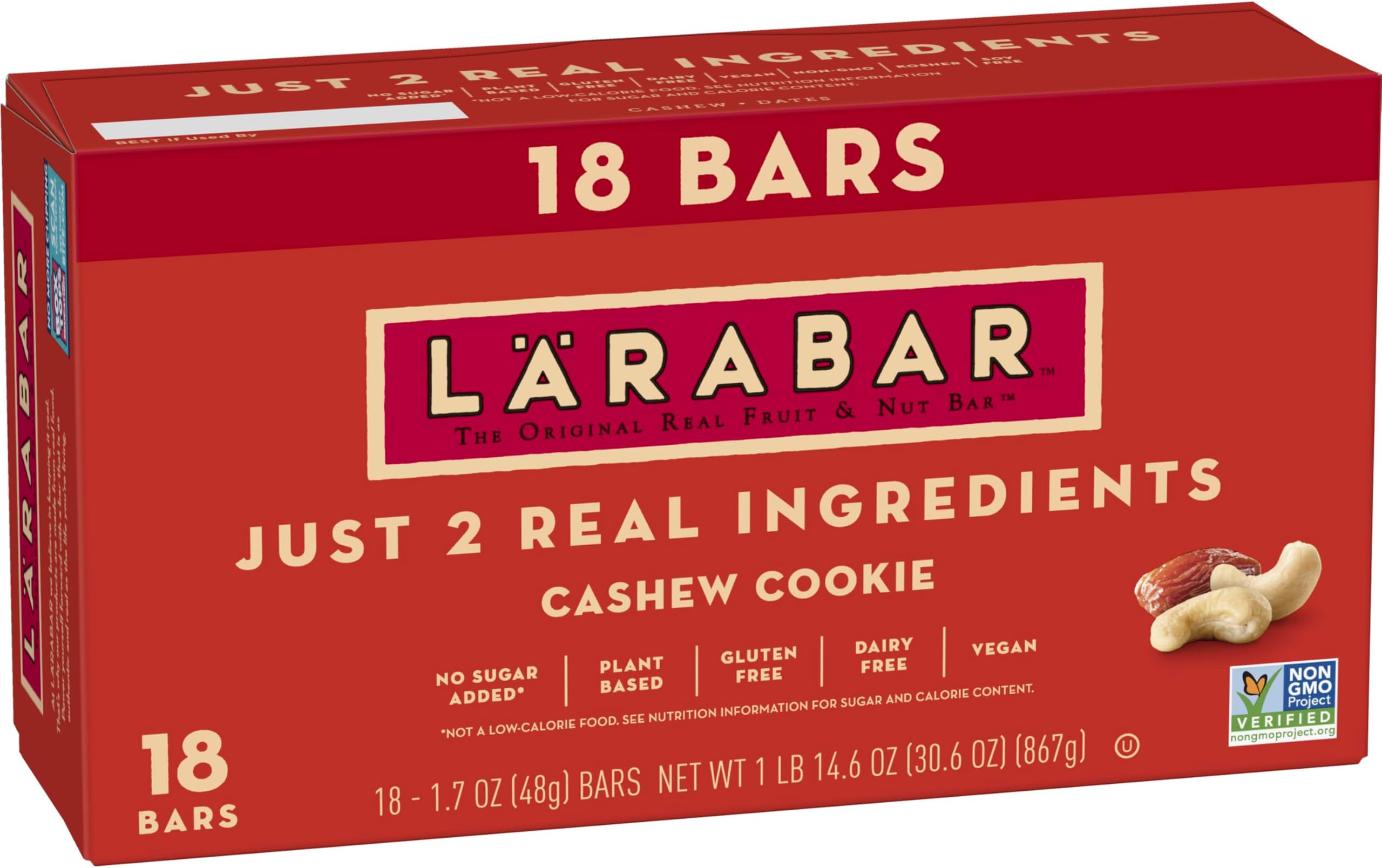 Larabar Cashew Cookie, Gluten Free, Vegan, Fruit and Nut Bar, 18 ml