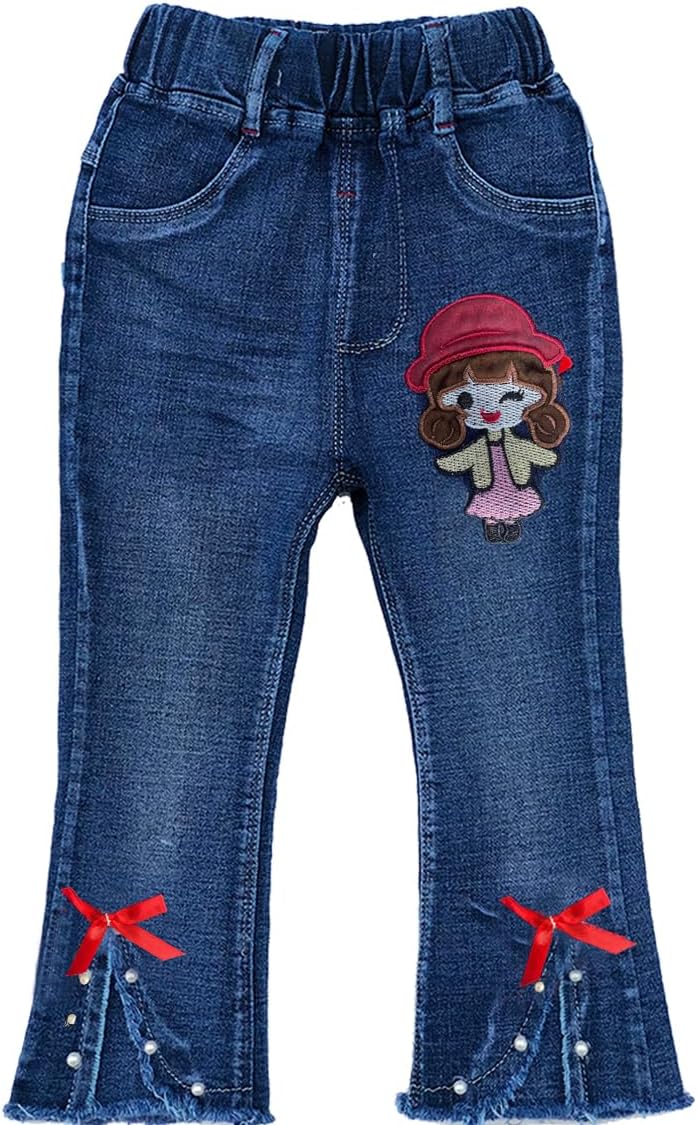 Peacolate 2-7T Spring Fall Little Girls 2pcs Clothing Set Pink T Shirt and Jeans - Image 3