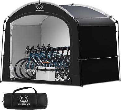 Bike Storage Shed Tent, Waterproof Portable Bicycle Cover with 30% More Top Storage Space for 2/3/4/5 Bikes,Clips Easy Setup Outdoor Sheds Shelter for Motorcycle, Garden Tools, Lawn Mower