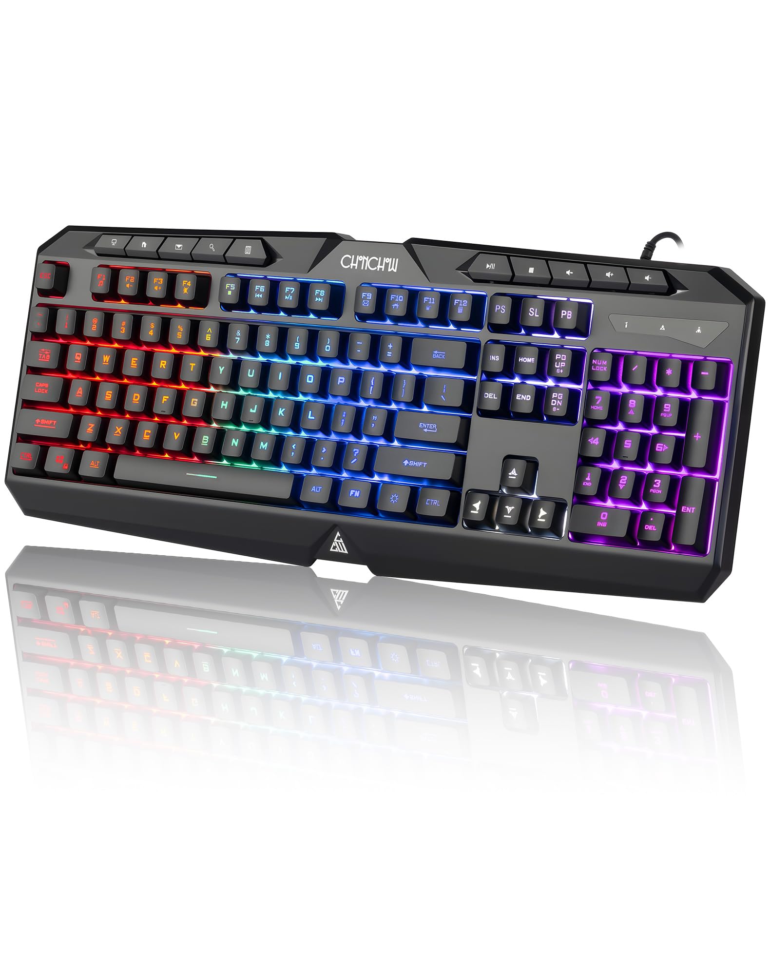 Amazon.co.jp: CHONCHOW ゲーミングキーボード 有線 カラフルライト