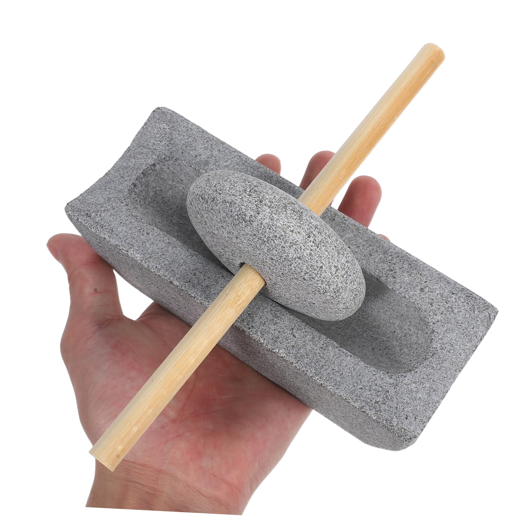 BESTOYARD Molinillo de Especias Manual de Piedra y Madera, Compacto y Práctico para Uso en Cocina y Hogar, Adecuado para Moler Condimentos y Té Tradicional