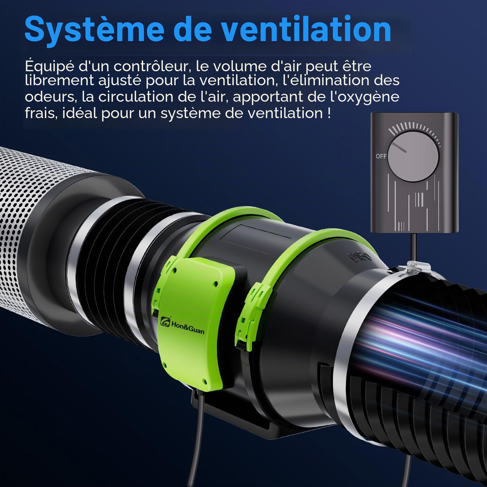Hon&Guan Extracteur d'Air 150mm Silencieux avec Régulateur de Vitesse, Ventilateur d'extraction avec Prise Europlug IP44 Classe de Protection pour Machines à Graver au Laser