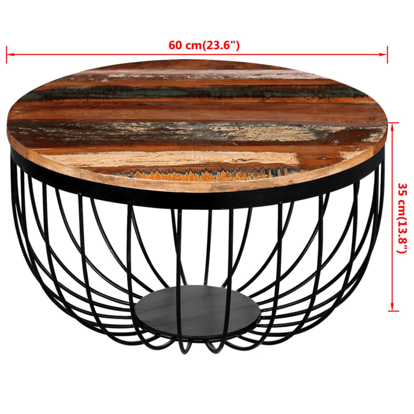 Homgoday Table basse en bois recyclé massif, table d'appoint, table d'appoint pour salon, salle de réception d'invités, chambre à coucher et mobilier de bureau