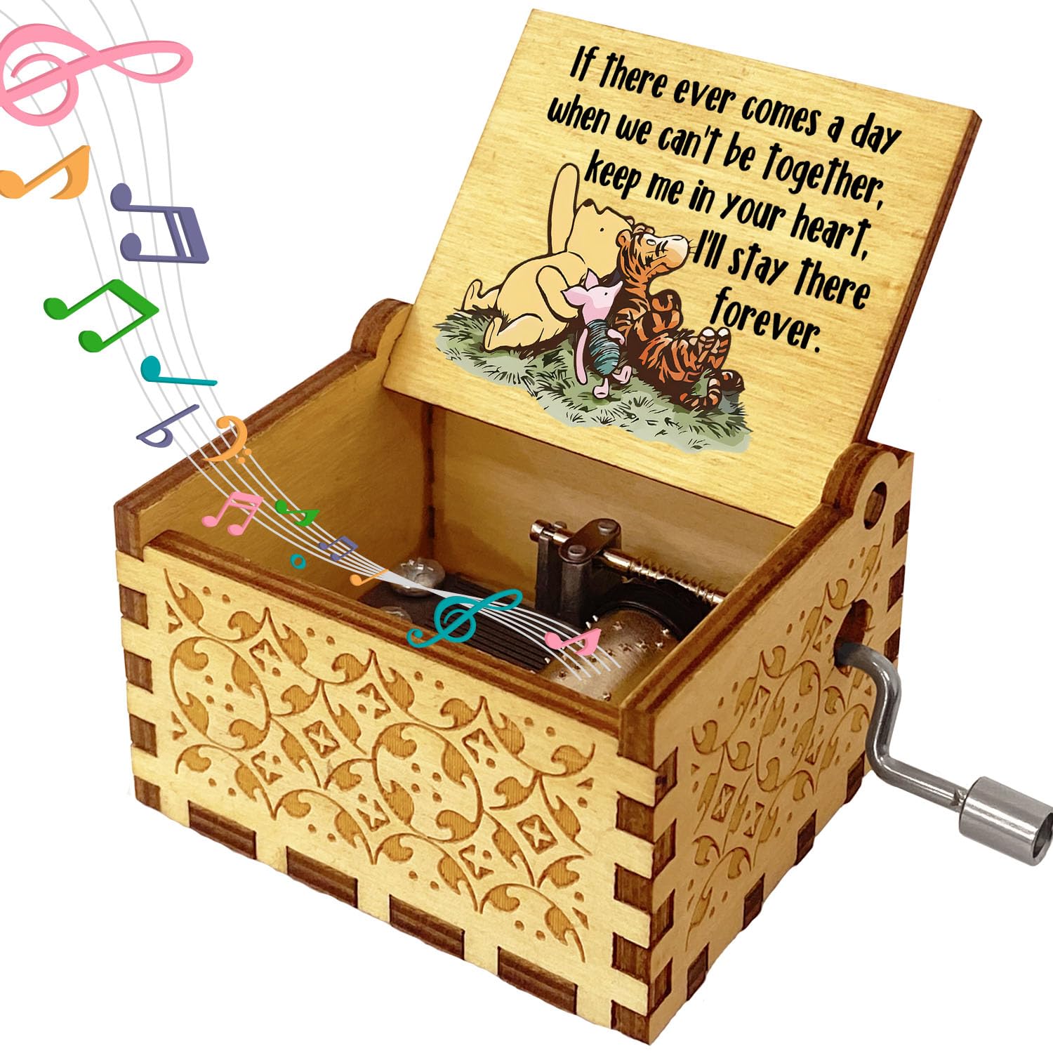 QZCYU Winnie The Cute Bear Music Box - Wooden Musical Box Friendship Sister Gift for Sisters - Pooh Music Box Friend Gift for Sister