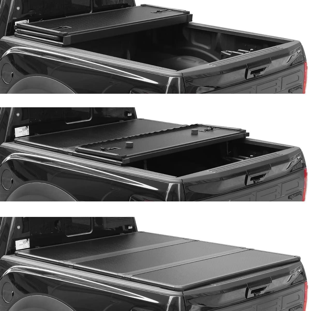 Lyon Cover 6.5ft / 79" Hard Tri-Fold Truck Bed Tonneau Cover Compatible with 2017-2026 Nissan Titan w/o Titan Box | Fits Models with & Without Utili-Track System