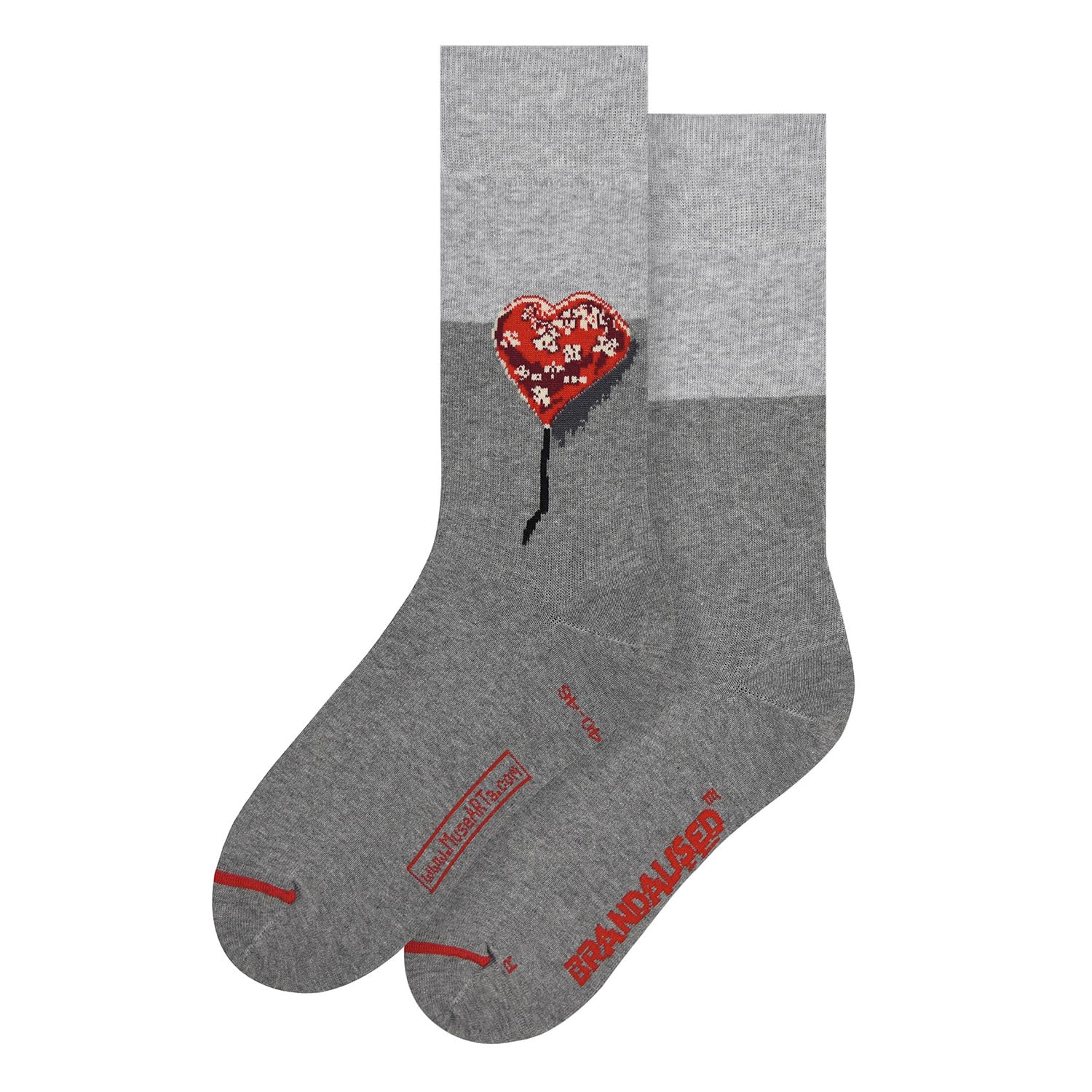 Musearta Unisex Gray Banksy Graffiti Bandage Heart Painting Cotton Socks Size 36-40 Bl-Bh-01-36-40, 36-40
