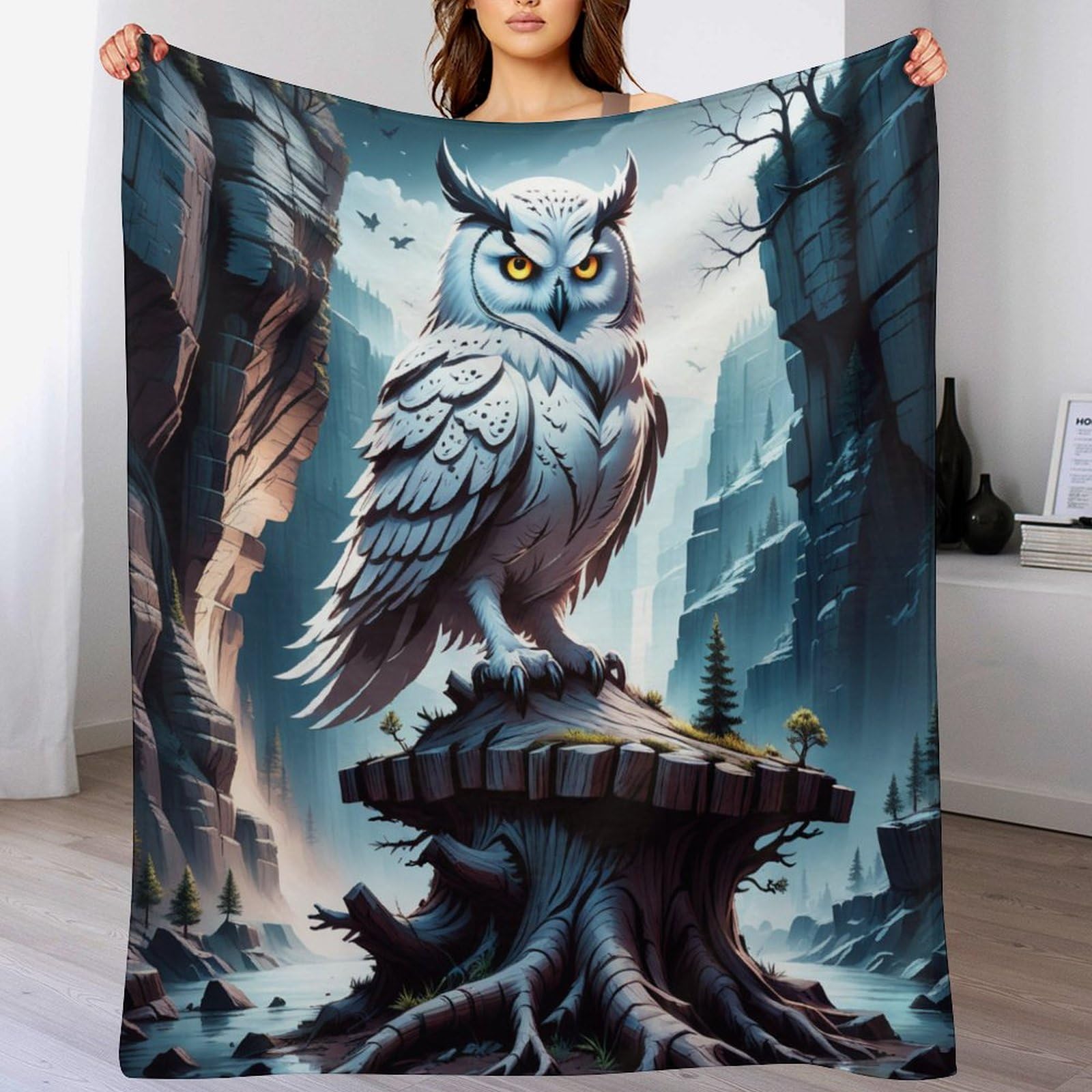 Couverture douce et moelleuse Hibou en flannel contre le froid sur le sofa