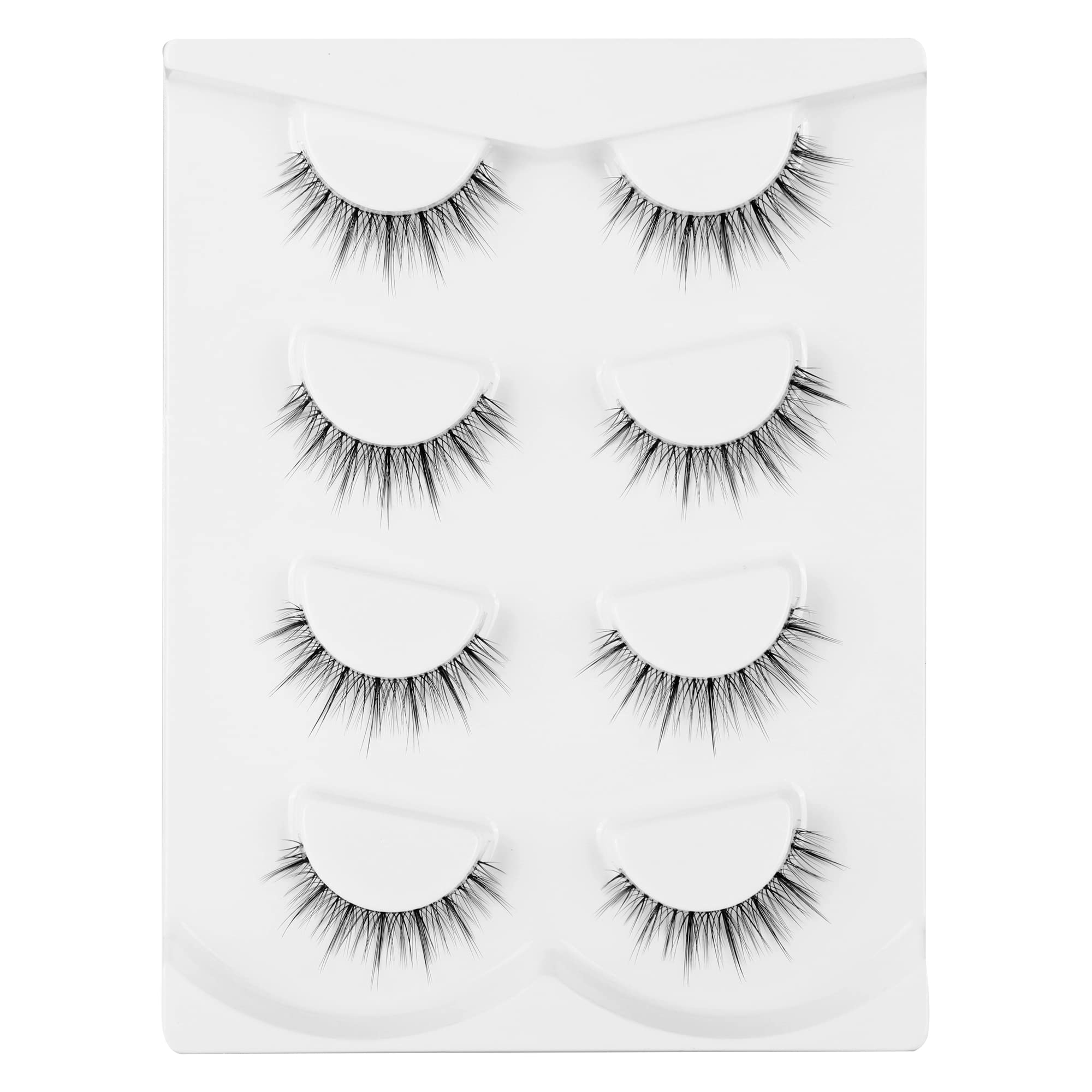 Gmagictobo False Eyelashes Natural Short Lashes Pack Clear Band Wispy False Lashes Light Volume Soft Strips Fake Eye Lashes 4 Pairs Multipack