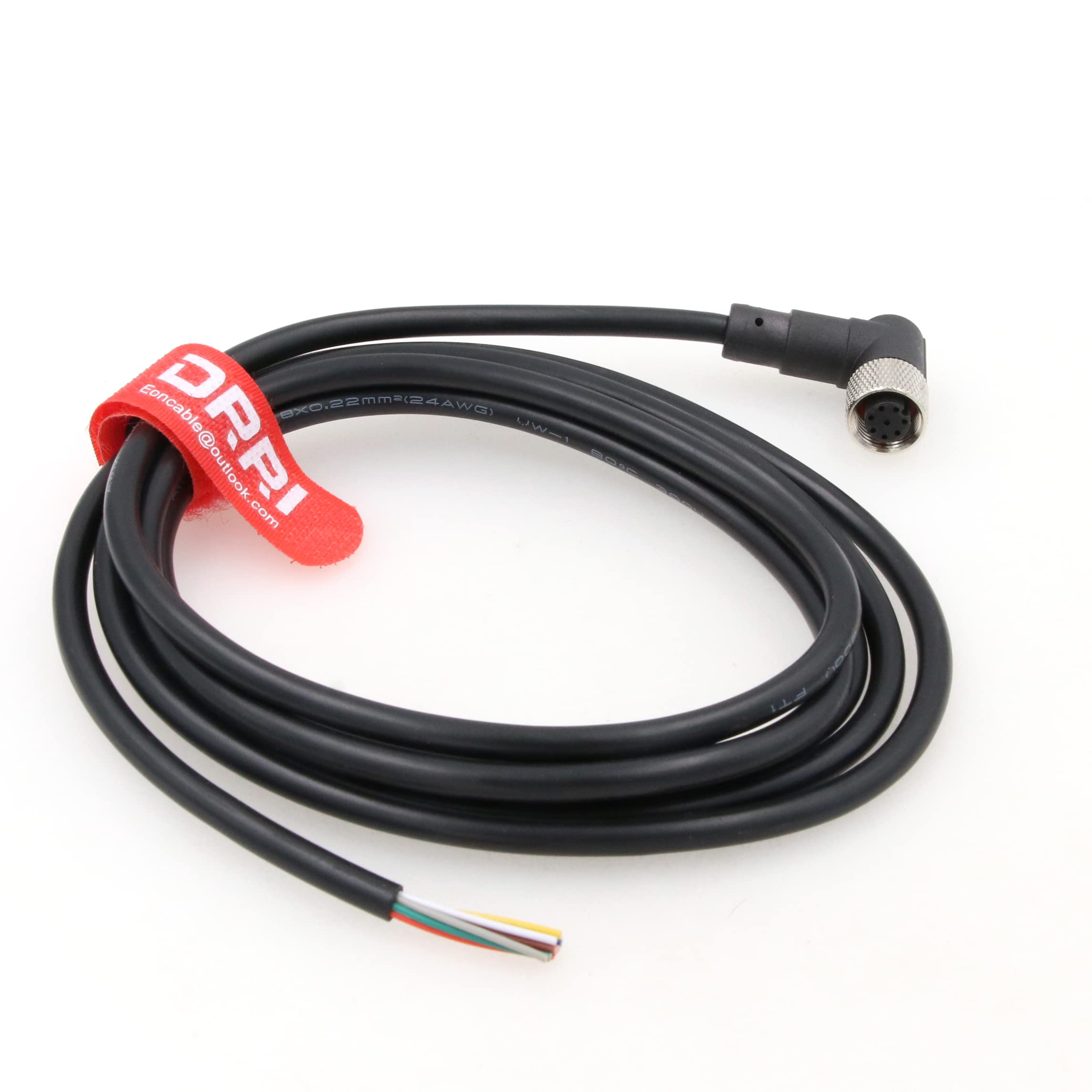 DRRI M12 Right Angle 8-Pins Female Sensor Connector to Fly Lead Waterproof Electrical Shield Cable for Automation Application (RA M12 8P Female Cable) - Image 2