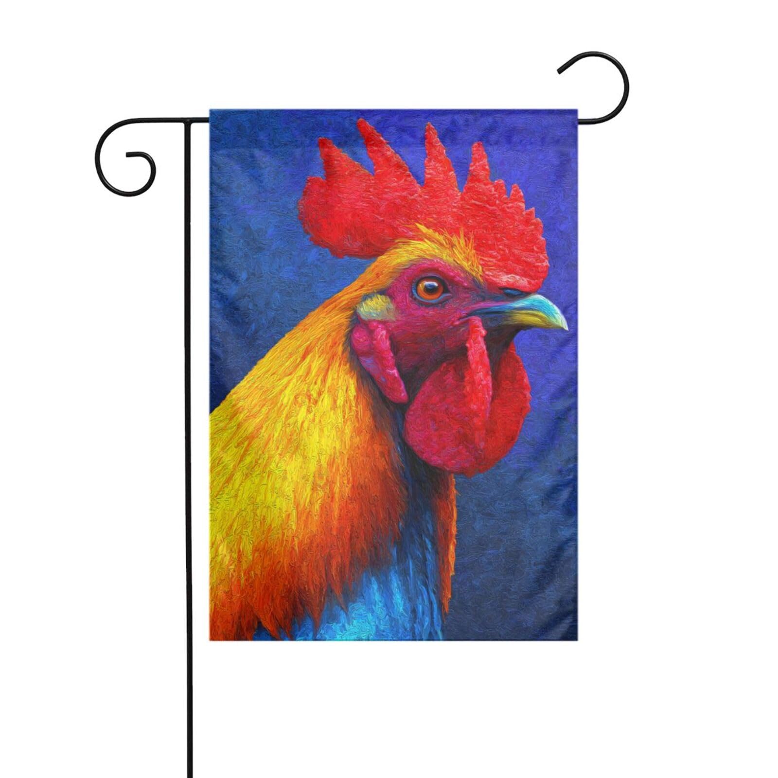Abstract Colorful Rooster Garden Flag 12x18 Vertical Double Sided Farmhouse Holiday Outside Decorations Yard Flag