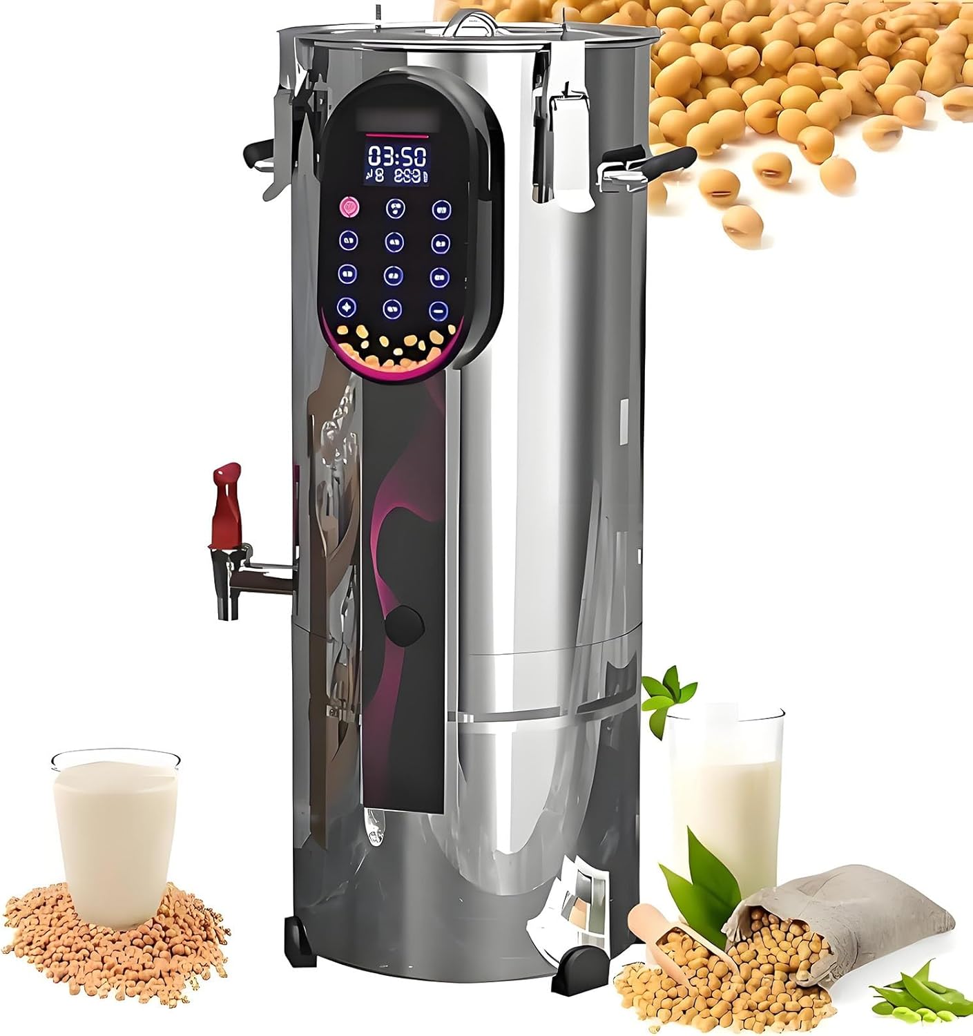 11L/18L/22L Large Commercial Soy Milk Machine,Stainless Steel Soybean Milk Maker,Automatic Electric Soy Milk Machine, with Removable Filter,for Breakfast Shops, Canteens(11L)