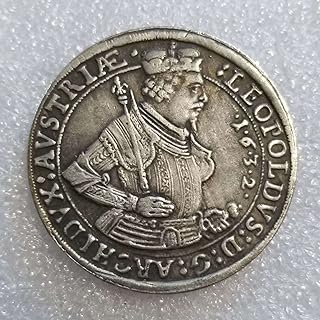 Austria 1632 Silver Dollar Coin Commemorative CoinChallenge Coin Morgan Hobo Dollar Coin Cool Skull Collectible Two Face Coin Collecting Commemorative Coins Toy Crafts Decor Ornament