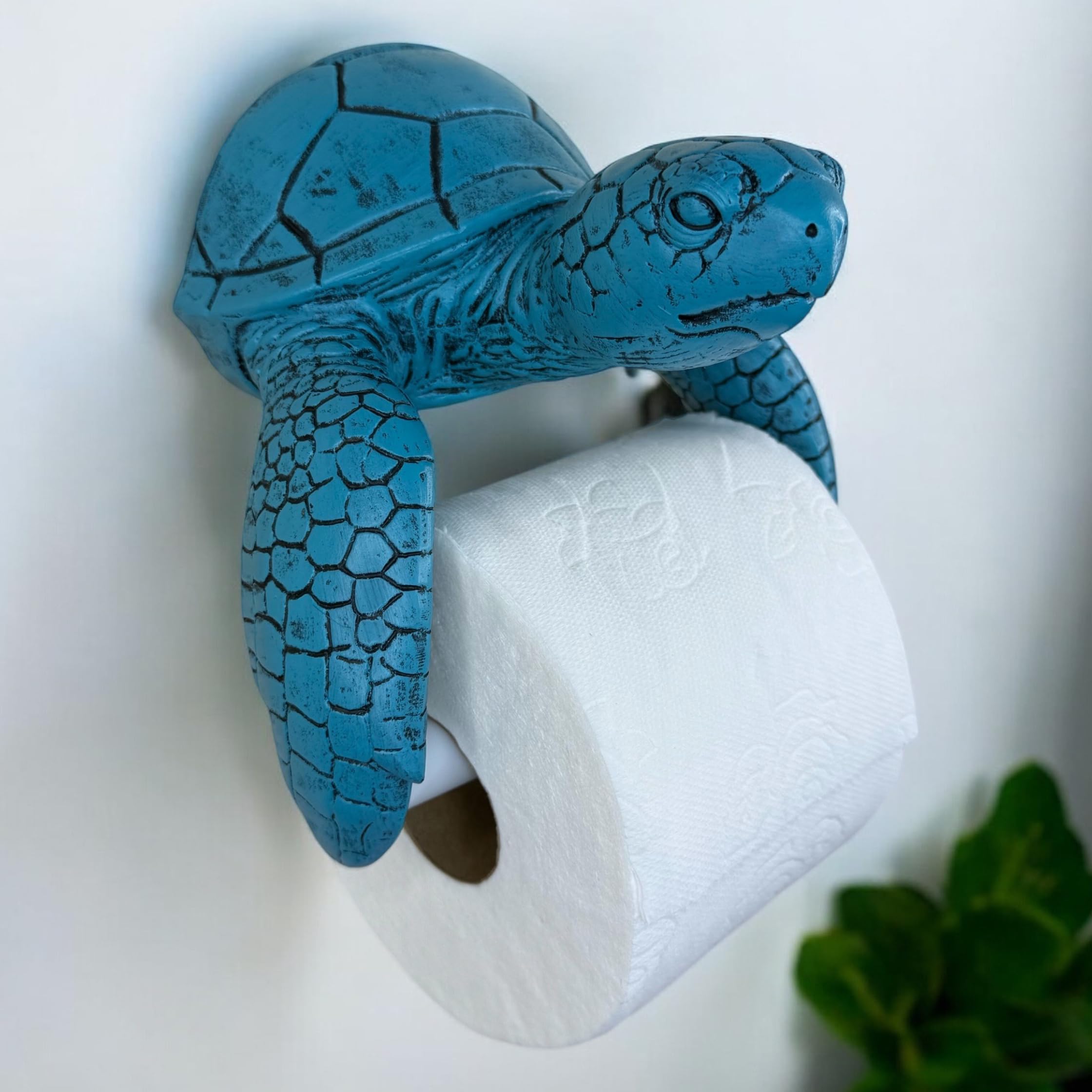 Sea Turtle Coaster Set With Holder - Navy Blue & White Coastal Decor, 4 Resin Coasters