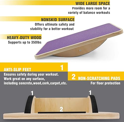 Miniatura 3 de Yes4All Tabla de equilibrio basculante profesional de 350 libras para terapia física, tabla basculante de 17.5 pulgadas, tabla de equilibrio de