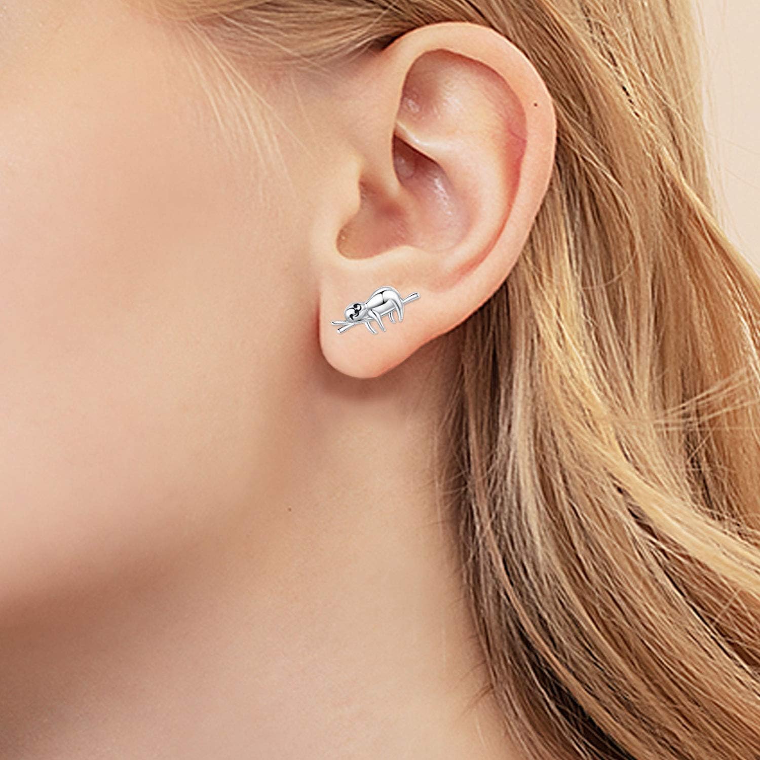 Animal Earrings 925 Sterling Silver Cute Panda/Koala/Sloth Stud Earrings Animal Jewelry Gift for Women Girls Hypoallergenic Earrings for Sensitive Ears