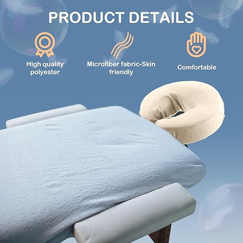 Miniatura 7 de 24 fundas para cuna facial para mesa de masaje, de microfibra, reutilizables, suaves, más gruesas, para reposacabezas a granel, a prueba de aceite,