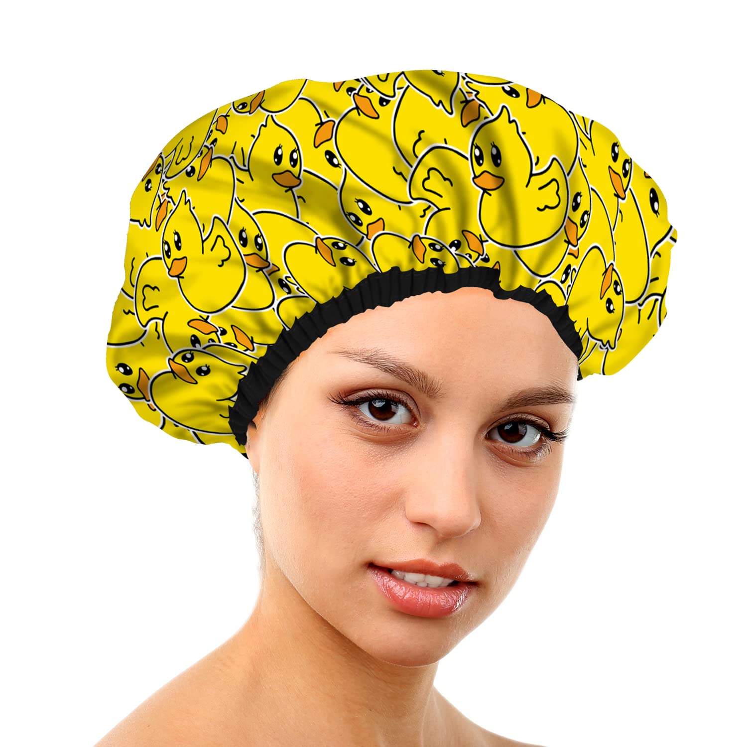 Shower Cap for Women Reusable Waterproof Bath Cap Large