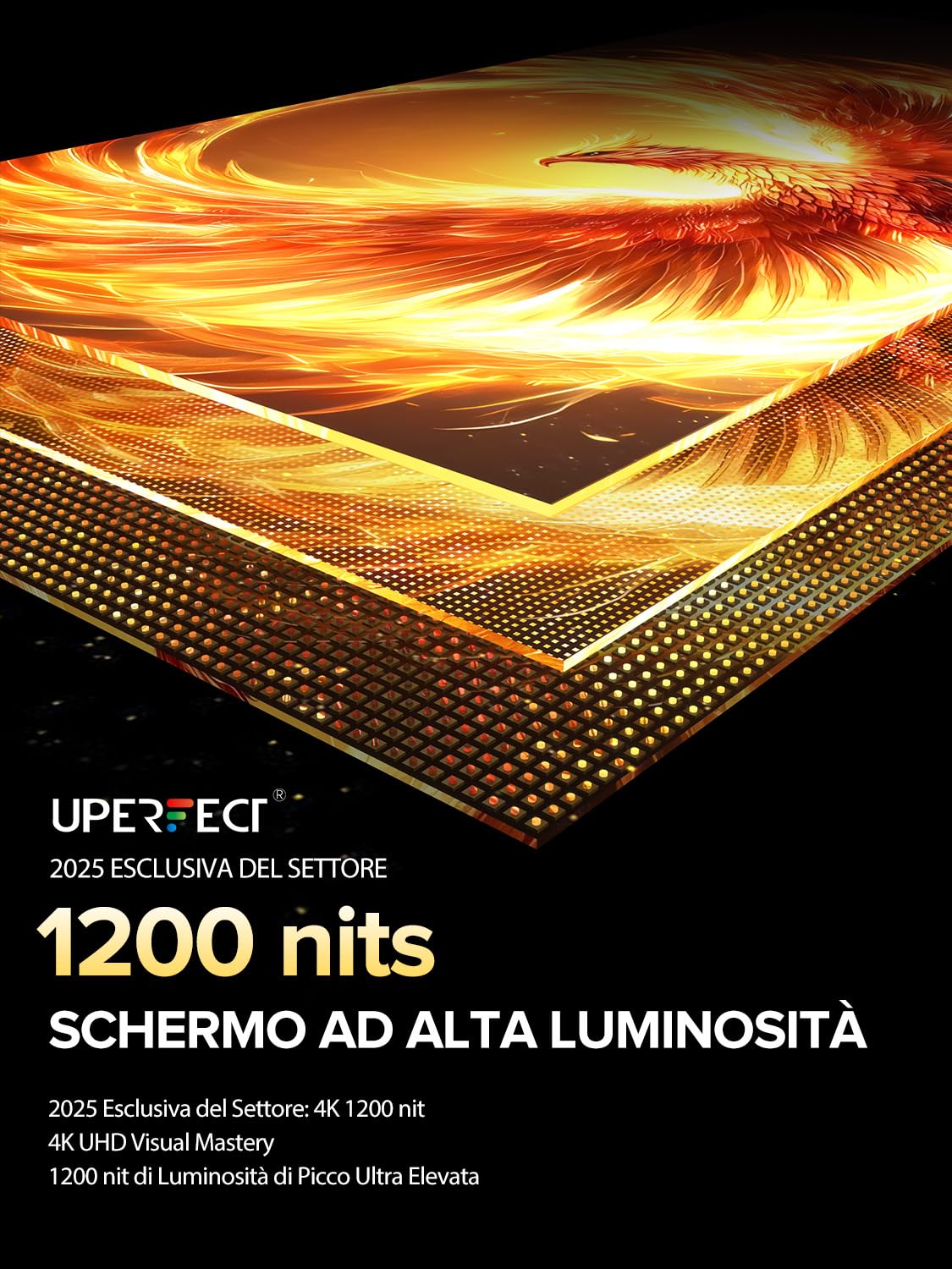 UPERFECT Portable Monitor 4K 16" | 1200 Nits Laptop Monitor | 3840 * 2400 UHD | 1MS FreeSync 2000:1 Contrast | USB-C & HDMI | VESA & Smart Case | Travel Screen for Computer, Mini PC, Game Consoles