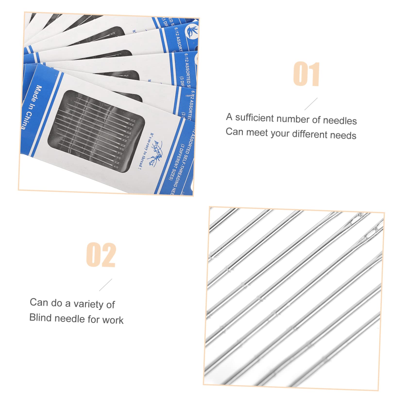 KALLORY Quality Material Blind Needle Strong Durable Easy to Operate Sewing Craft Projects Embroidery Needles