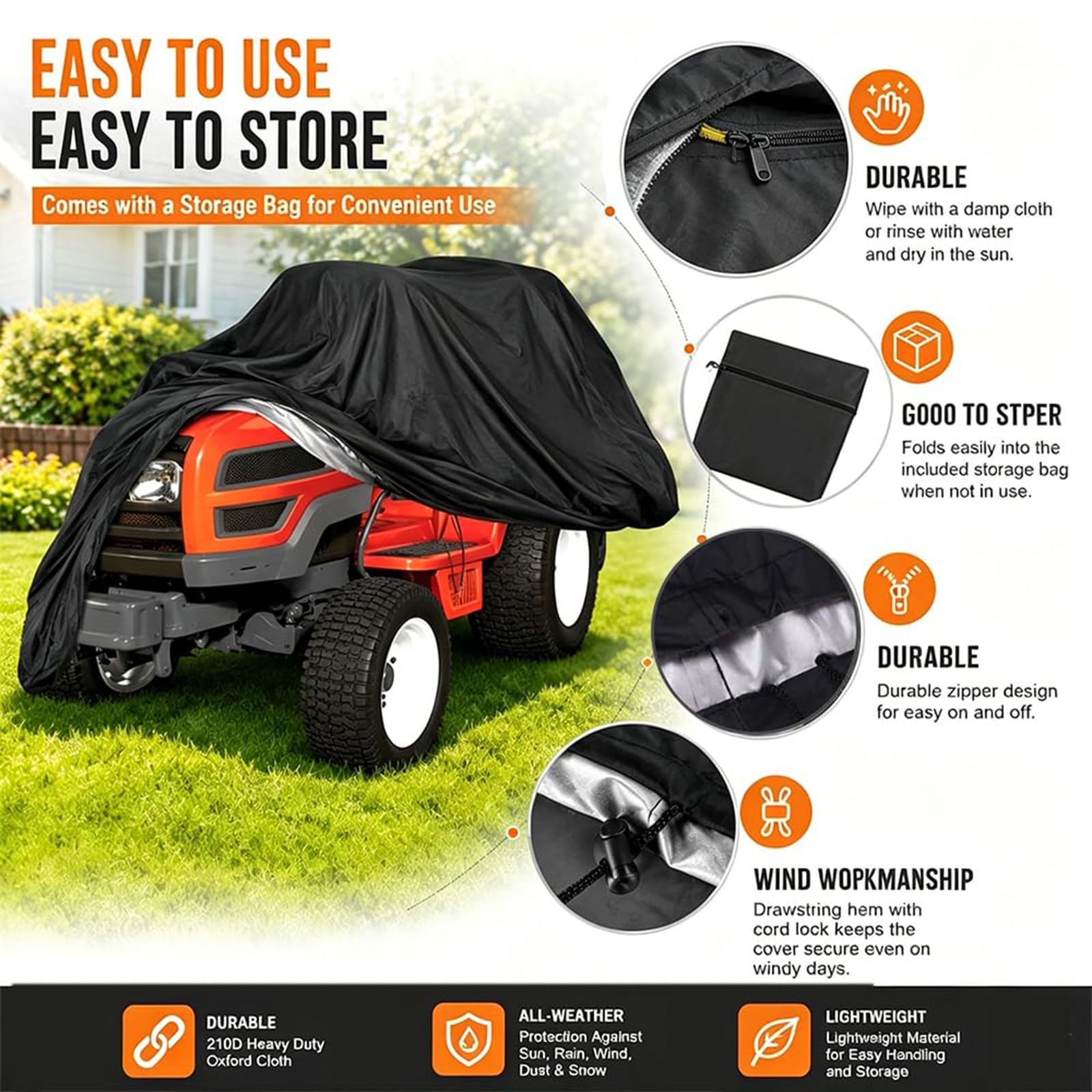Copertura Tosaerba per Mountfield 1538M-SD 2021–2026 | Antipolvere Antipioggia Resistente ai Raggi UV Protezione da Esterno con Bordo Elastico