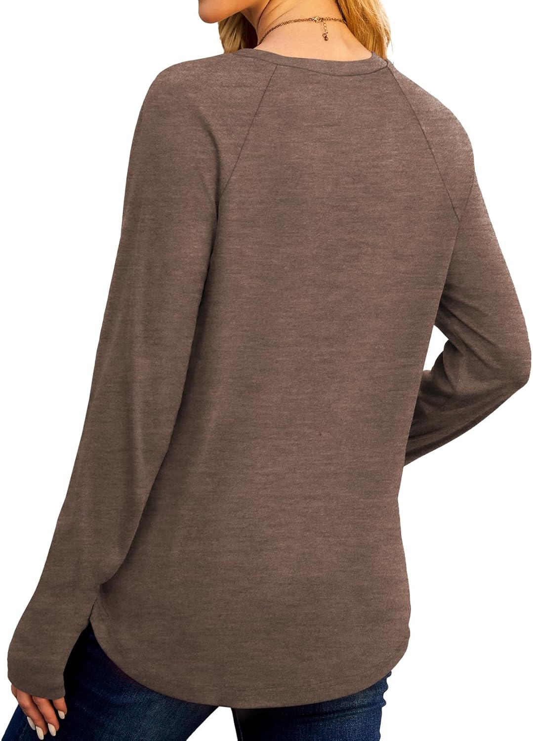 Womens Long Sleeve Tops Crew Neck T Shirts for Women Tunic Tops with Thumb Holes Fall Outfits for Women 2025 - Image 3