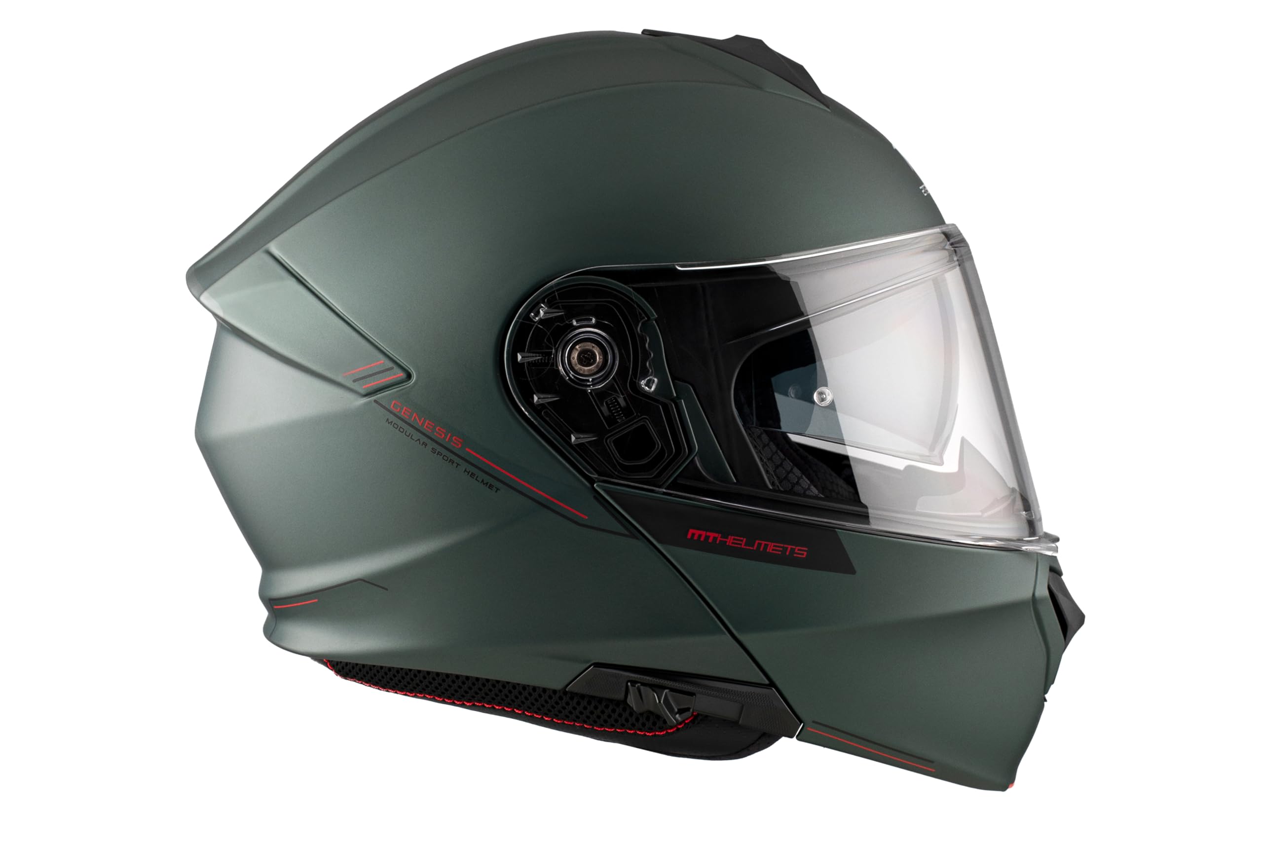 MT Casco Moto Modular FU935SV Genesis SV Solido A6 Verde Mate Talla XXL con Gafa Solar