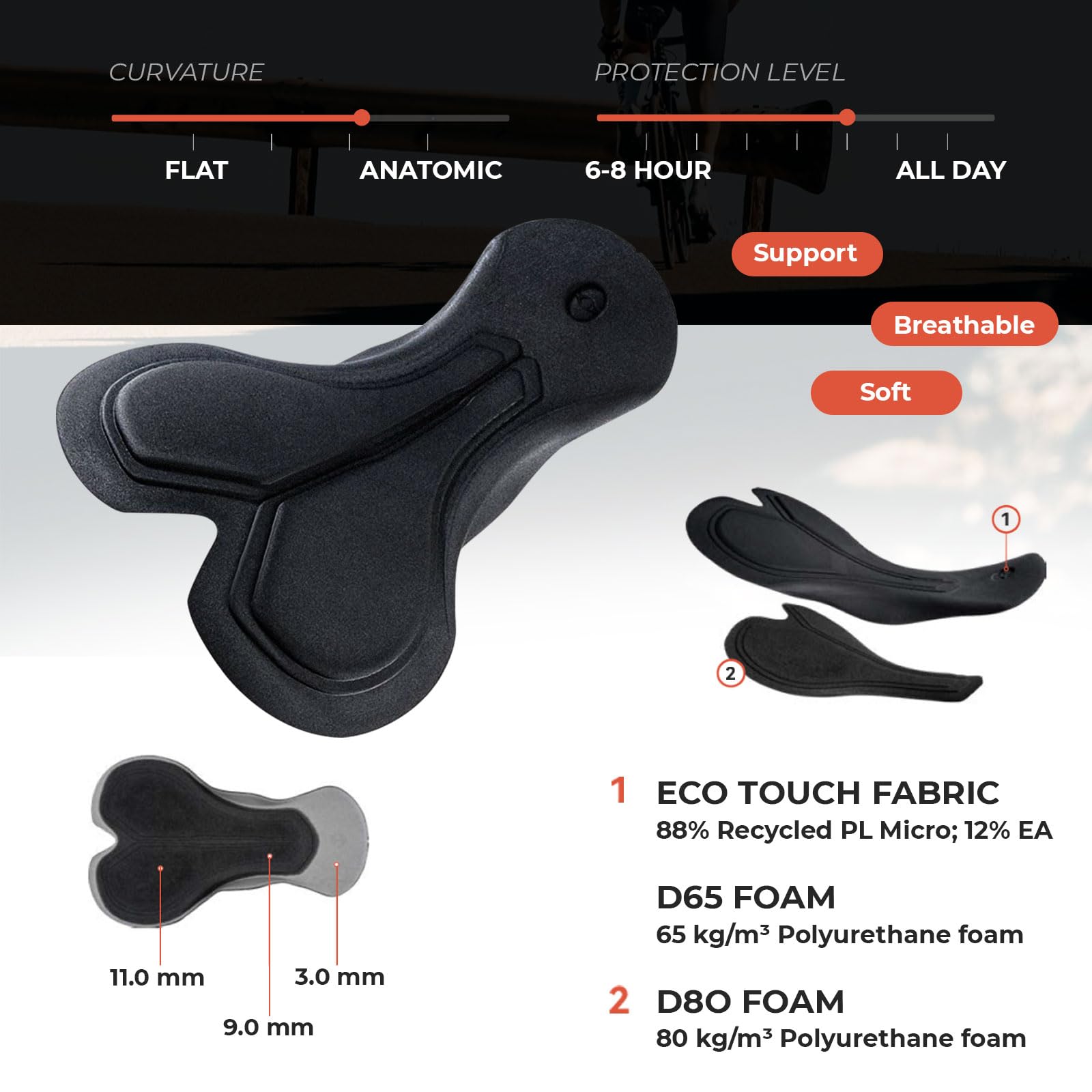 ROCKBROS Pantaloncini Ciclismo Uomo Estivo con Fodello 3D, Pantaloncini Asciugatura Rapida, Traspirante e Antiscivolo, Abbigliamento One-Piece Senza Cuciture per Bici Bicicletta MTB, Nero