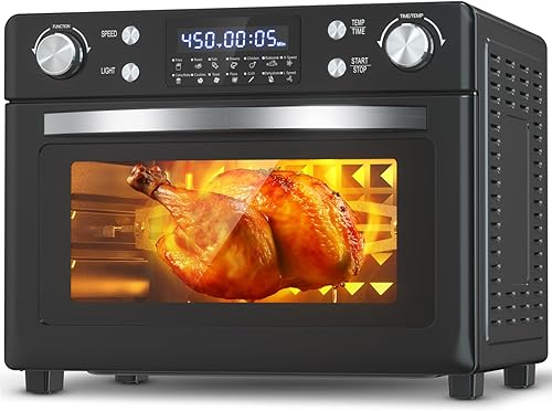 LifePlus Horno tostador, encimera de horno de convección 12 en 1 con acero inoxidable, combo de freidora de aire de 1700 W para parrilla de pan de