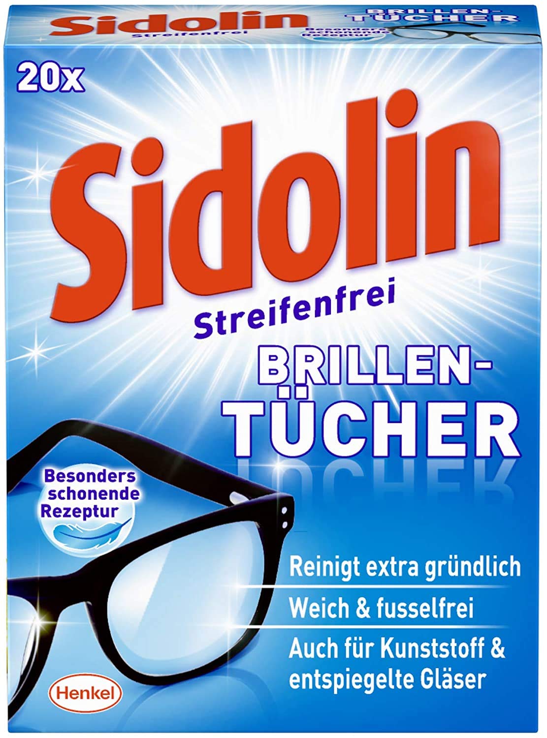 Sidolin Lot de 10 packs de 20 chiffons de nettoyage humides pour lunettes, écrans et écrans