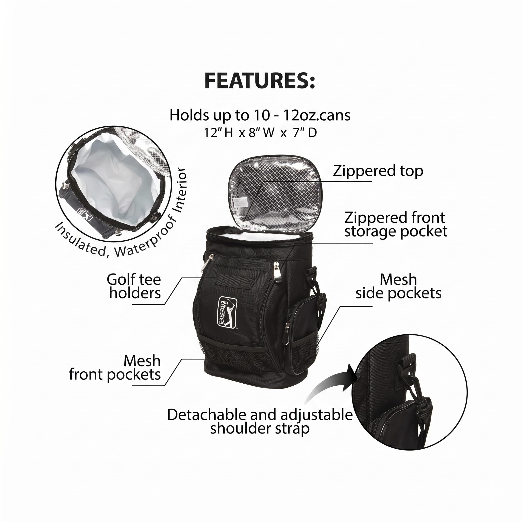 PGA Tour Unisex 10 Can Golf Insulated Cooler Bag