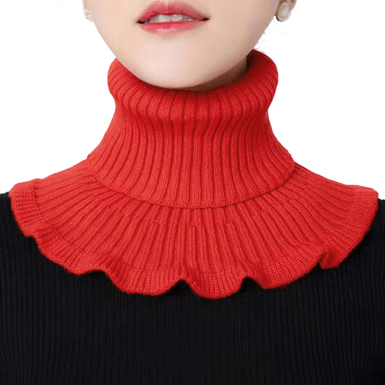 MICFENY Knit Shawl Collar Winter Warm Scarf For Women Neck Wrap Knitted Elastic False Collar Scarf Warm Winter Cycling